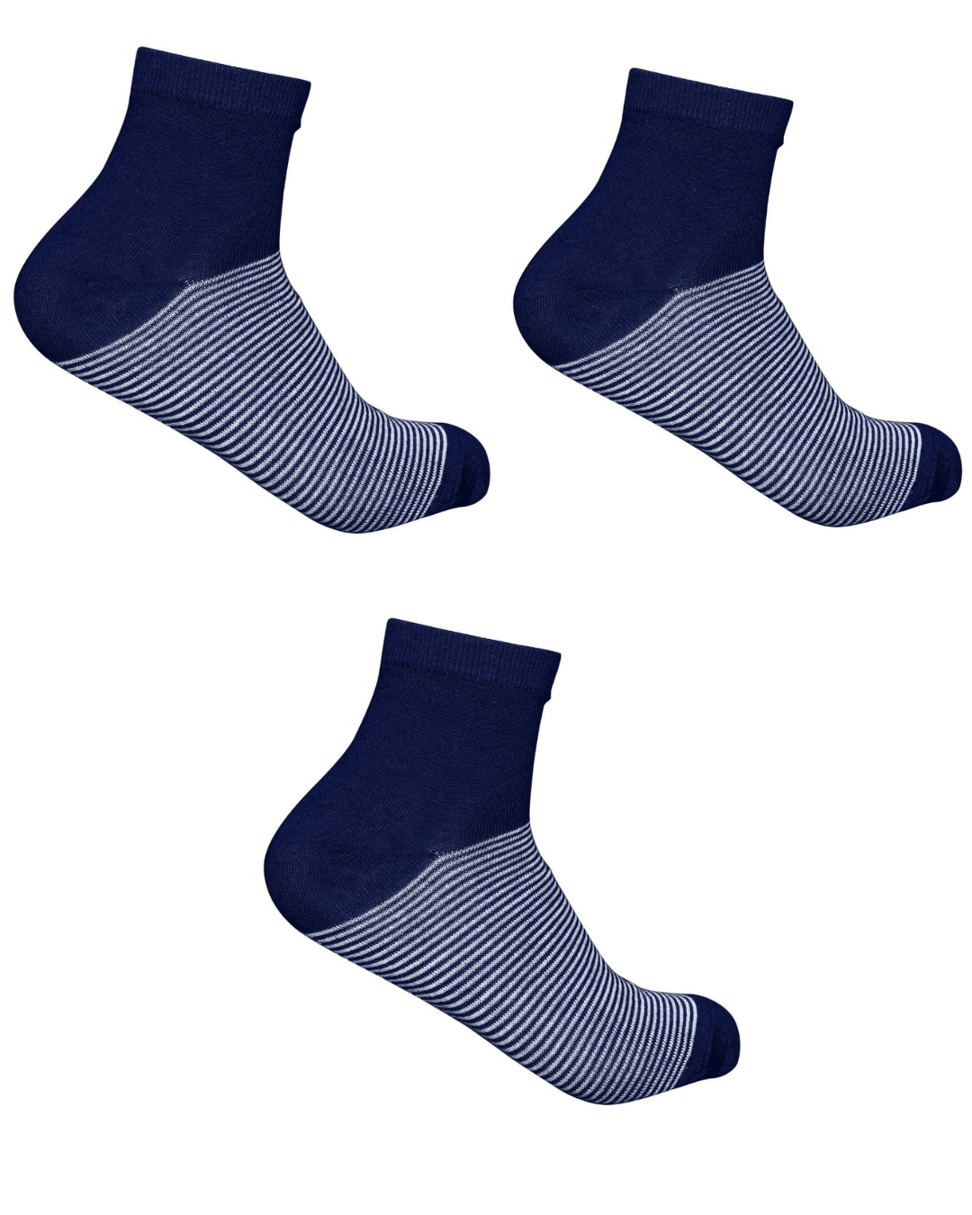     			Ribbify Pack of 3 Men's Cotton Ankle Length Socks ( Navy Blue )