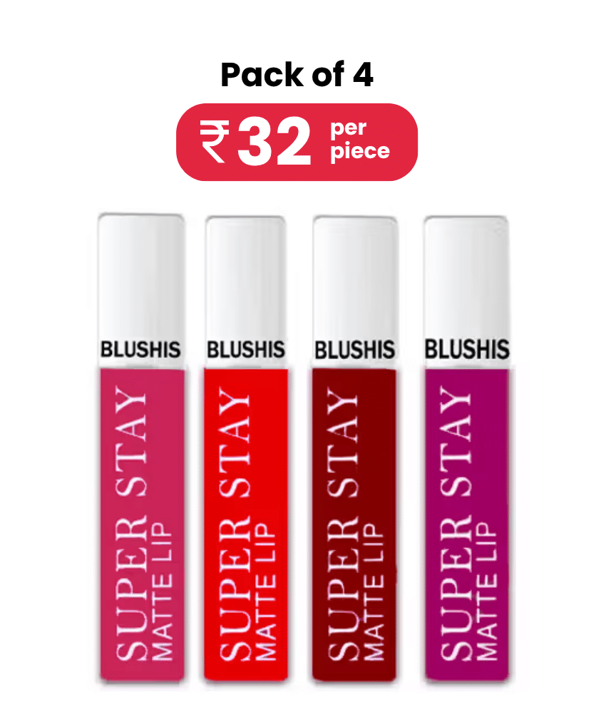     			Blushis Non Transfer Mini Lipstick Red ,Purple, Maroon and Magenta Colour (Pack of 4) 16ml