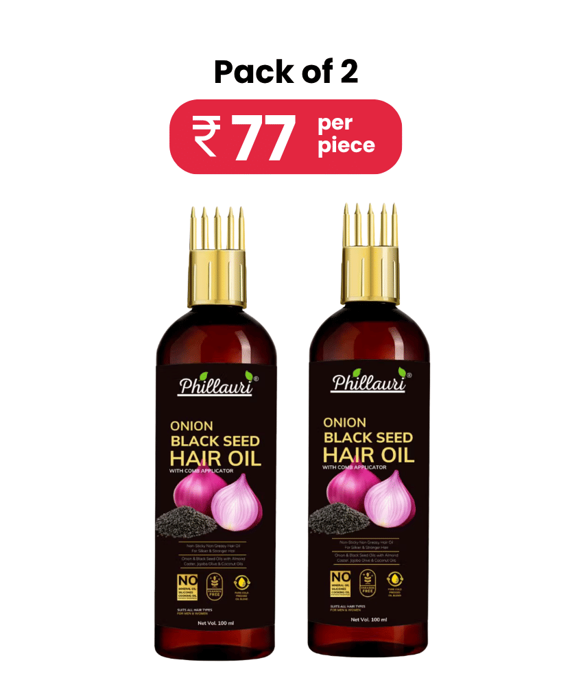 Phillauri Black seed Onion Oil for Hair Regrowth Hair Oil for Men and Women Hair Oil (100 ml) Pack of 2