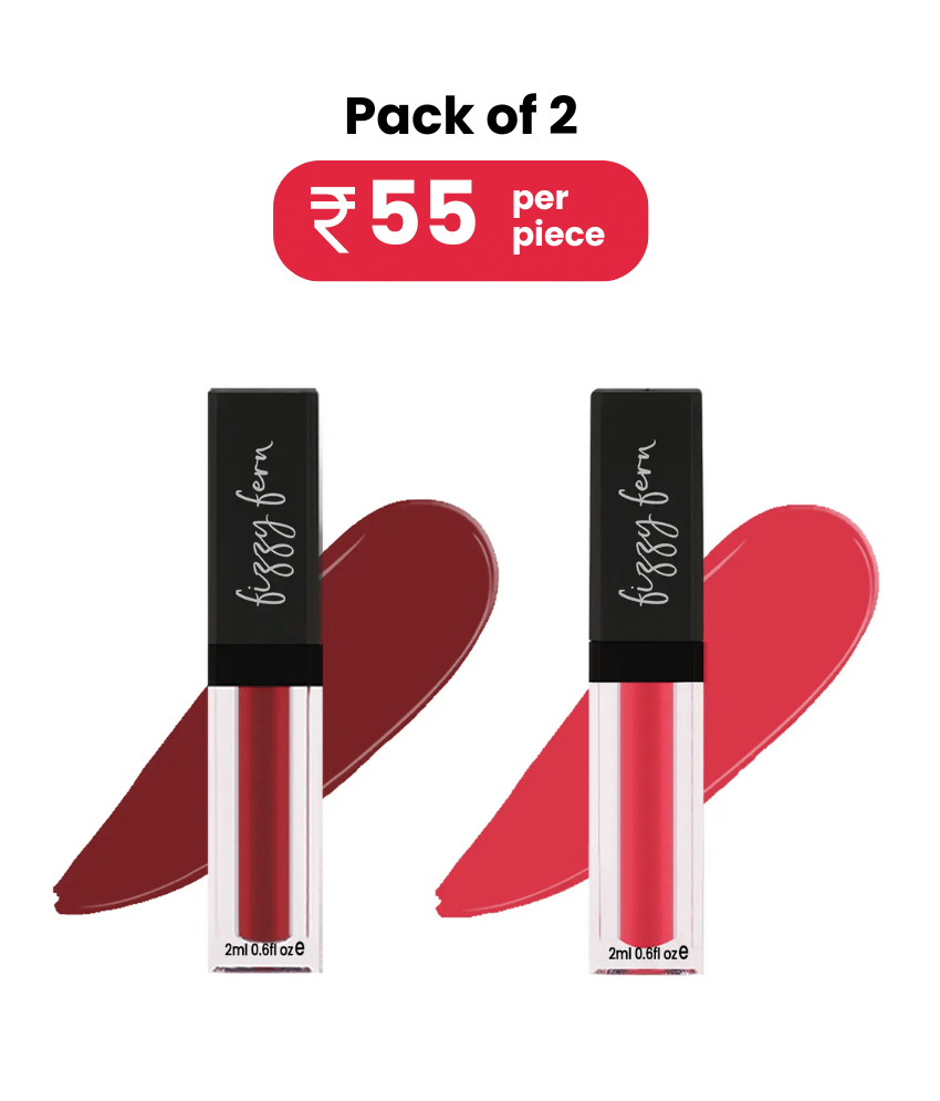 Fizzy Fern Long Lasting Liquid Lipstick, Smudge Proof, Set of 2 (Raspberry & Rose Radiance 12ml) Fizzy Fern Long Lasting Liquid Lipstick, Smudge Proof, Set of 2 (Raspberry & Rose Radiance 12ml)
