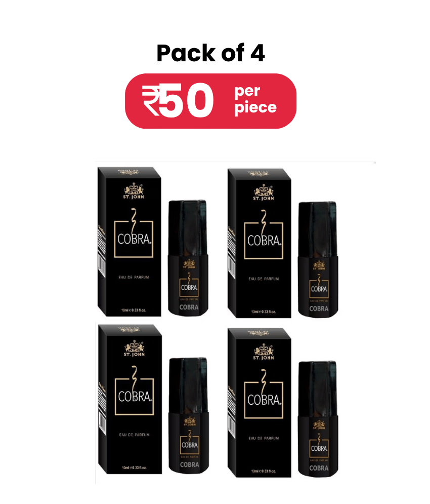 ST.JOHN Cobra Perfume 10ml, Long lasting Pocket Perfume For Men 10ml Each (40ml) - Pack of 4