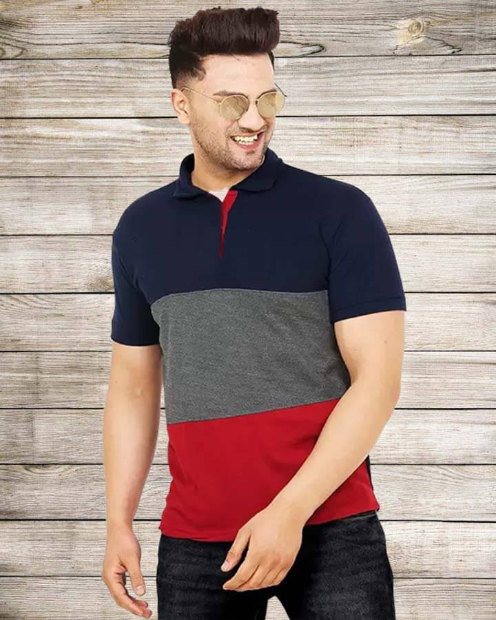Tee Town Men Cotton Regular Fit Colorblock Polo T Shirt ( Multicolor2 )     			Tee Town Men Cotton Regular Fit Colorblock Polo T Shirt ( Multicolor2 )