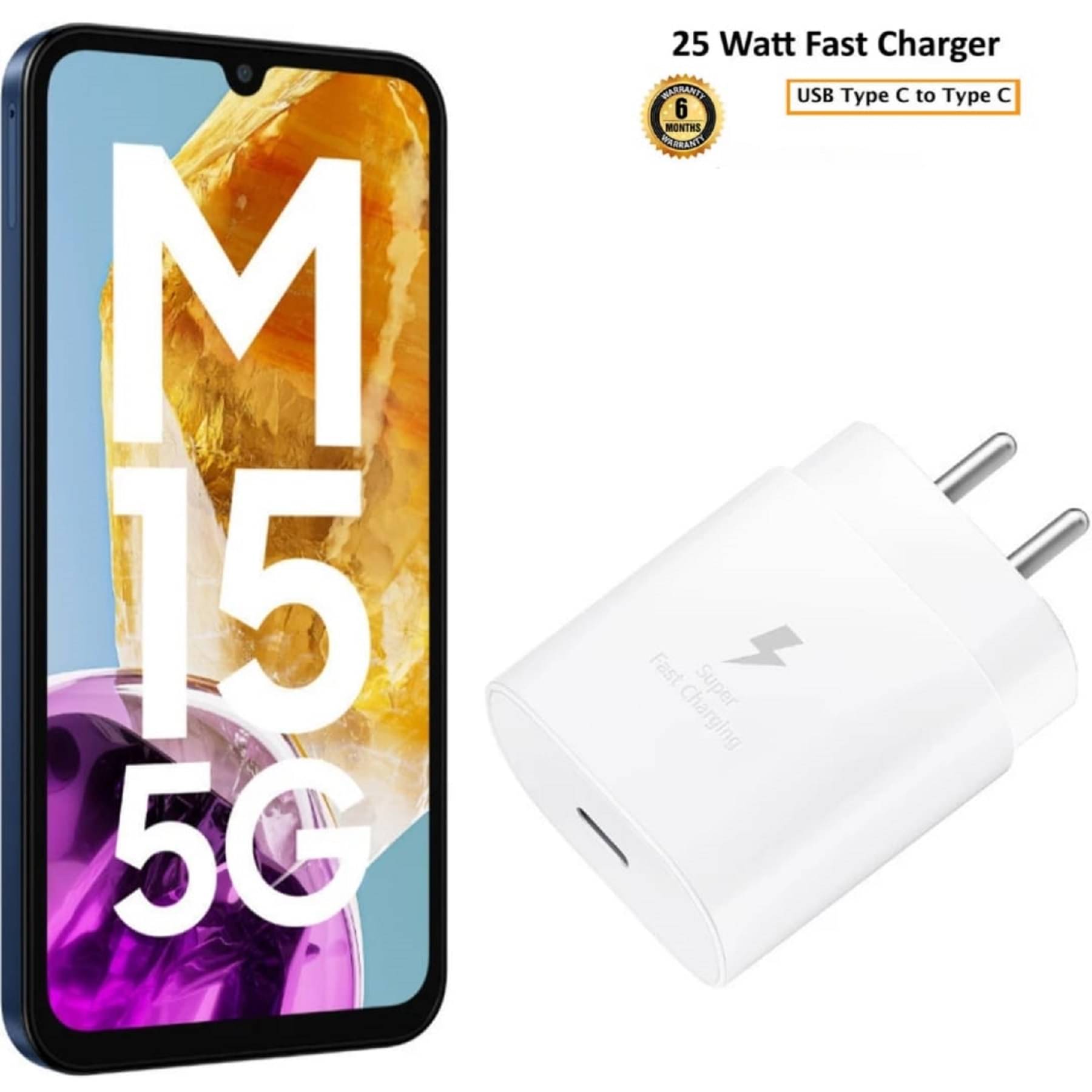     			UTRAX 25W Charger for M15 5G Type C Adapter Compatible with Samsung Galaxy M15 5G Charger, 25-Watt Type C to C Pd Charging Adapter C Type, White