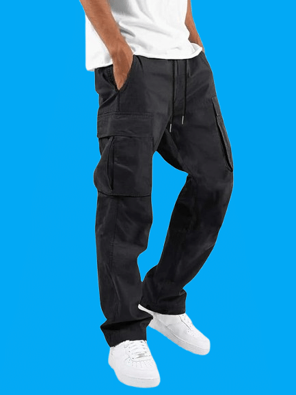     			Woozie Regular Flat Men's Cargos - Black ( Pack of 1 )
