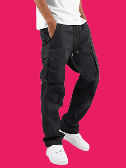     			Woozie Regular Flat Men's Cargos - Black ( Pack of 1 )