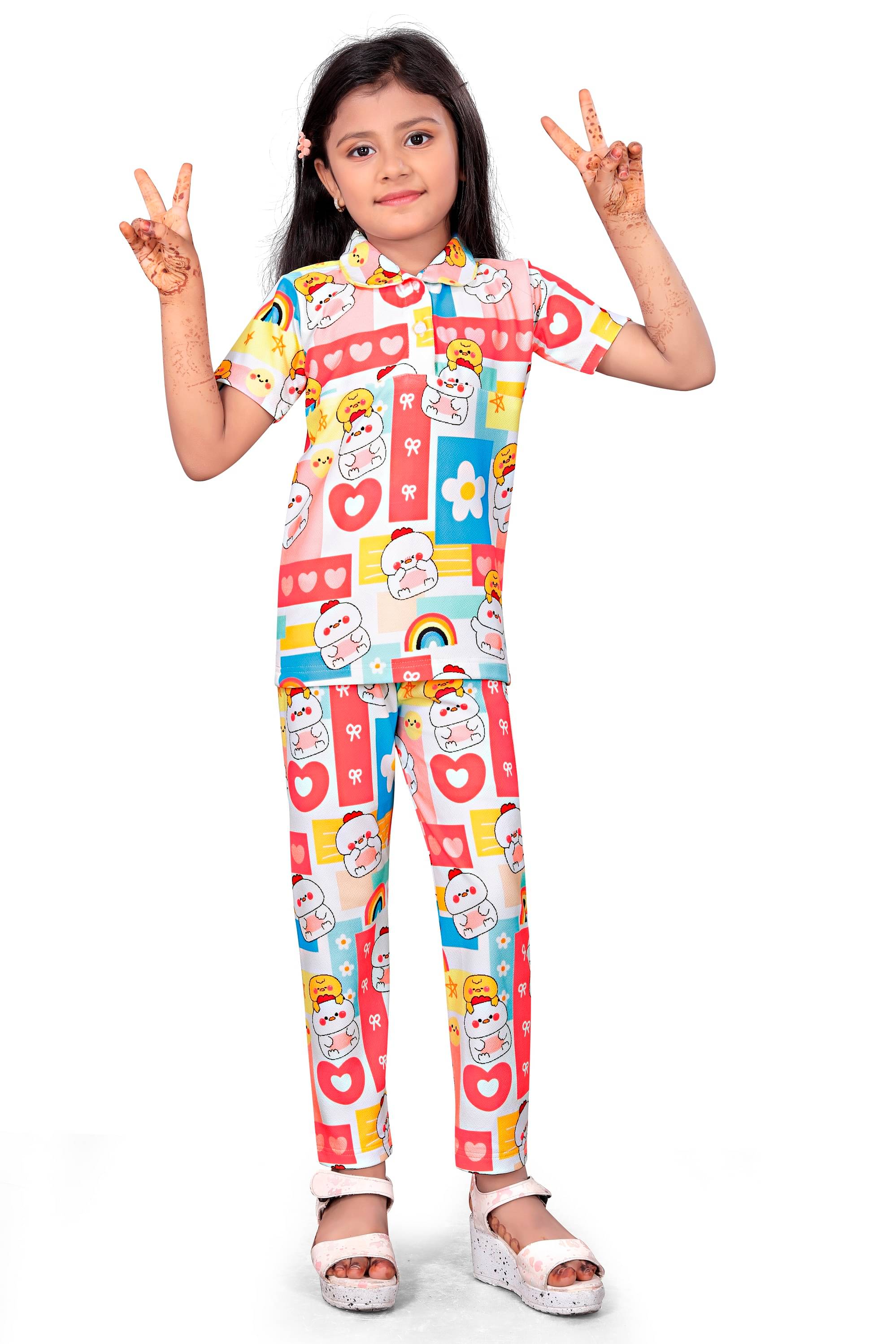     			bebiro Pack of 1 Girls Lycra Nightsuit Set ( Multicolor )