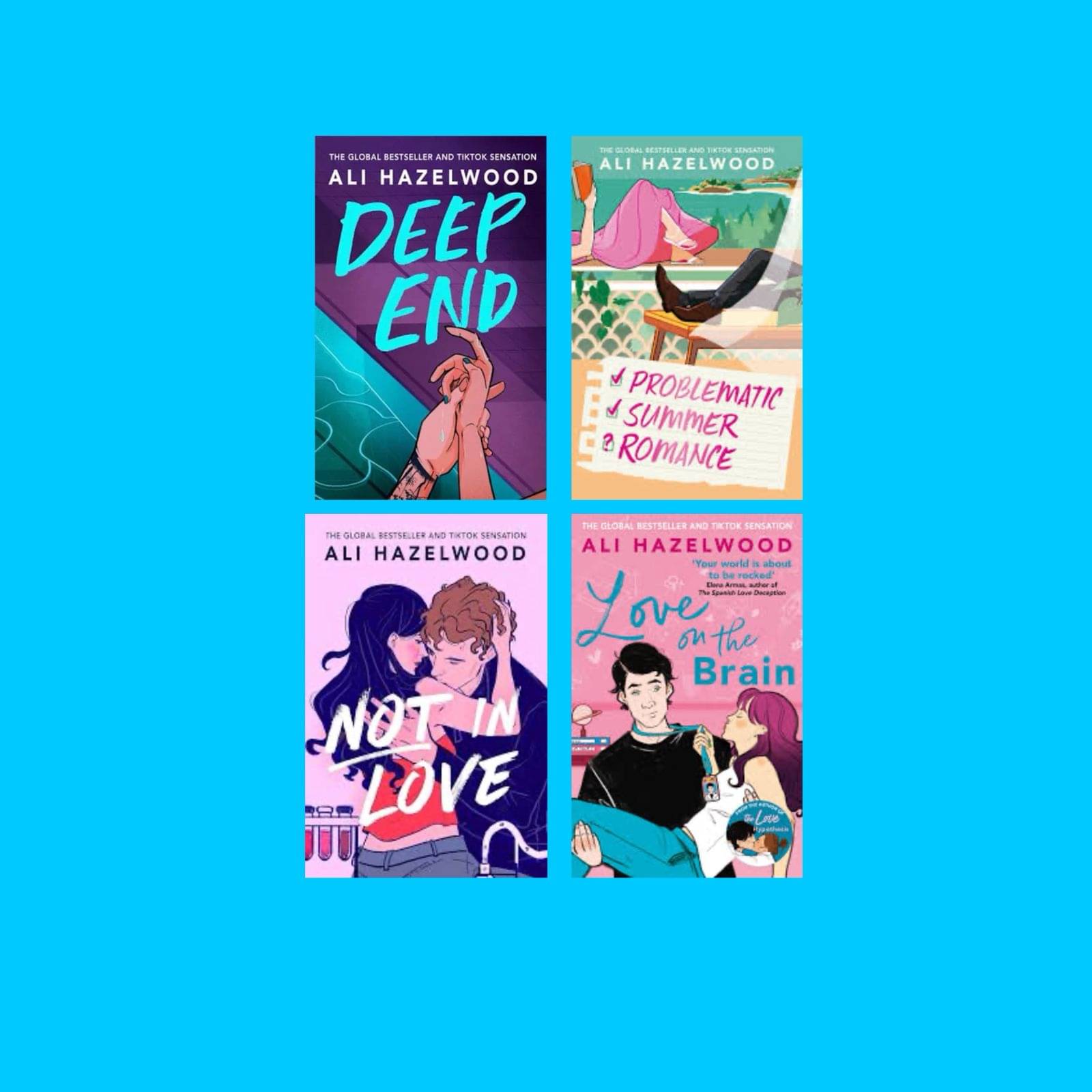 combo of 4 book (by Ali Hazelwood) Deep End &Not in love &love on the brain & Problematic Summer Romance: From the bestselling author of Deep End and The Love Hypothesis Paperback – 6 June 2025 by Ali Hazelwood (Author) combo of 4 book (by Ali Hazelwood) Deep End &Not in love &love on the brain & Problematic Summer Romance: From the bestselling author of Deep End and The Love Hypothesis Paperback – 6 June 2025 by Ali Hazelwood (Author)