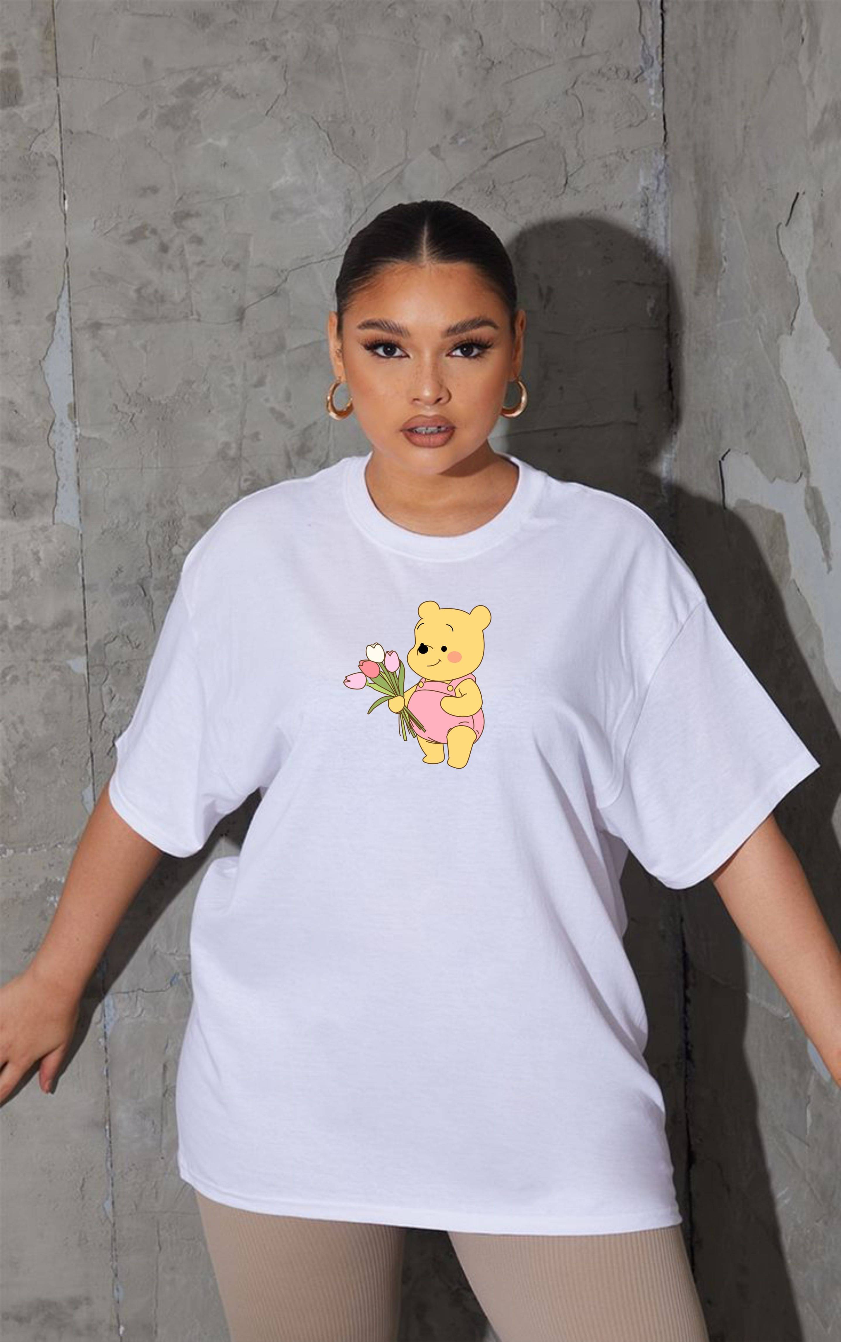 ekadravin Women Cotton Printed Oversized Fit Round Neck T-Shirt ( White )     			ekadravin Women Cotton Printed Oversized Fit Round Neck T-Shirt ( White )