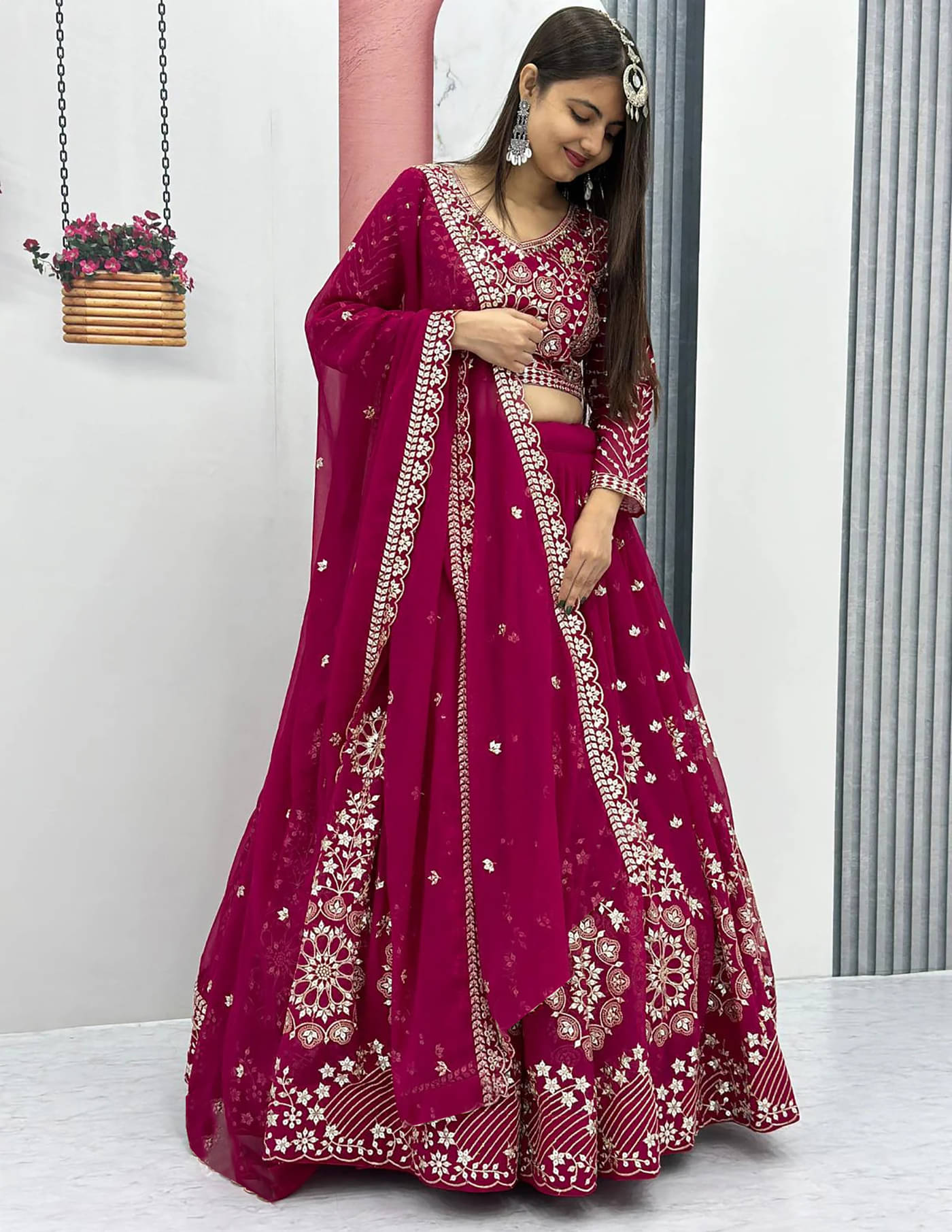 kedar fab Pink Georgette Circular Semi Stitched Lehenga Single kedar fab Pink Georgette Circular Semi Stitched Lehenga Single
