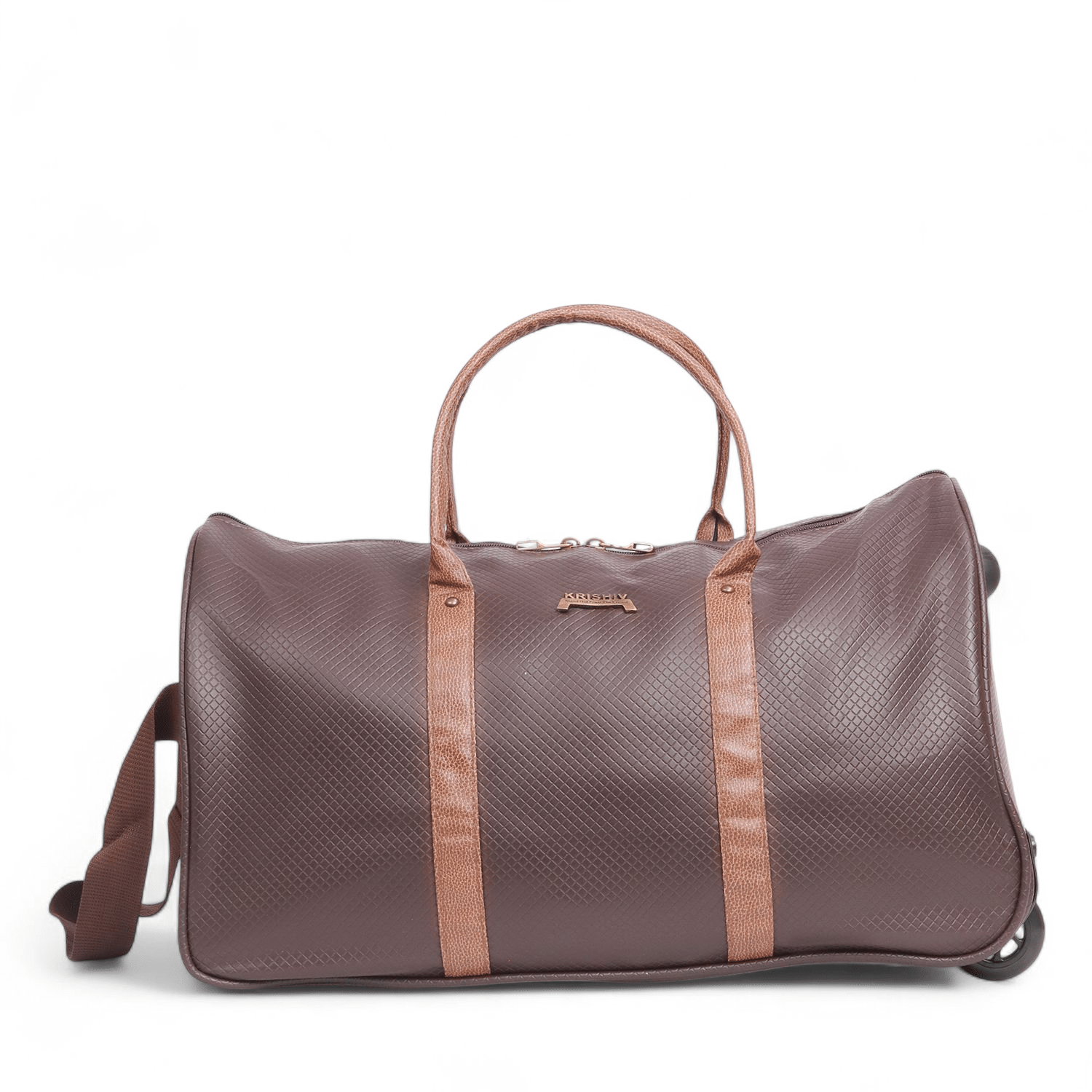     			krishiv 49 Ltrs Brown Artificial Leather Duffle Trolley