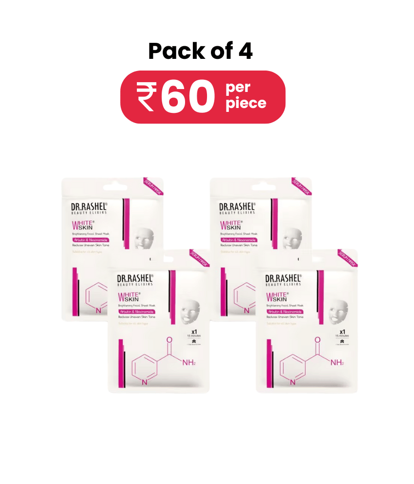 DR.RASHEL White Skin Sheet Mask for Deep Hydration Suits All Skin Types 20 gm each ( Pack of 4)