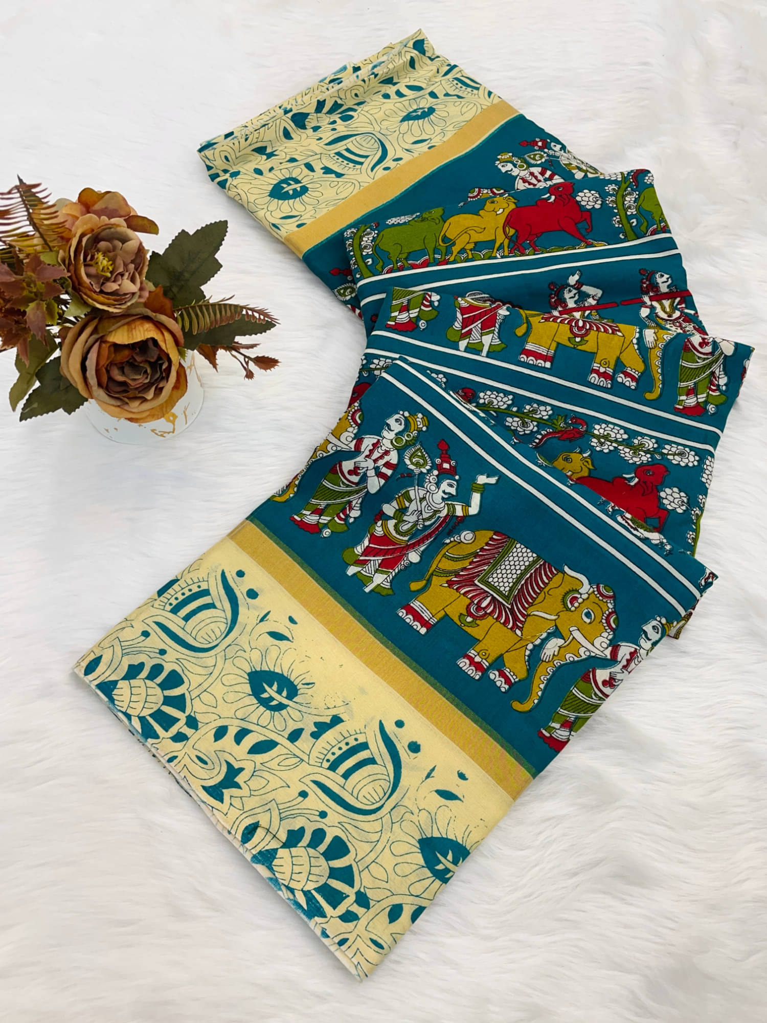 A TO Z CART Cotton Printed Paithani Sarees With Unstitched Blouse Piece ( Sky Blue ) A TO Z CART Cotton Printed Paithani Sarees With Unstitched Blouse Piece ( Sky Blue )