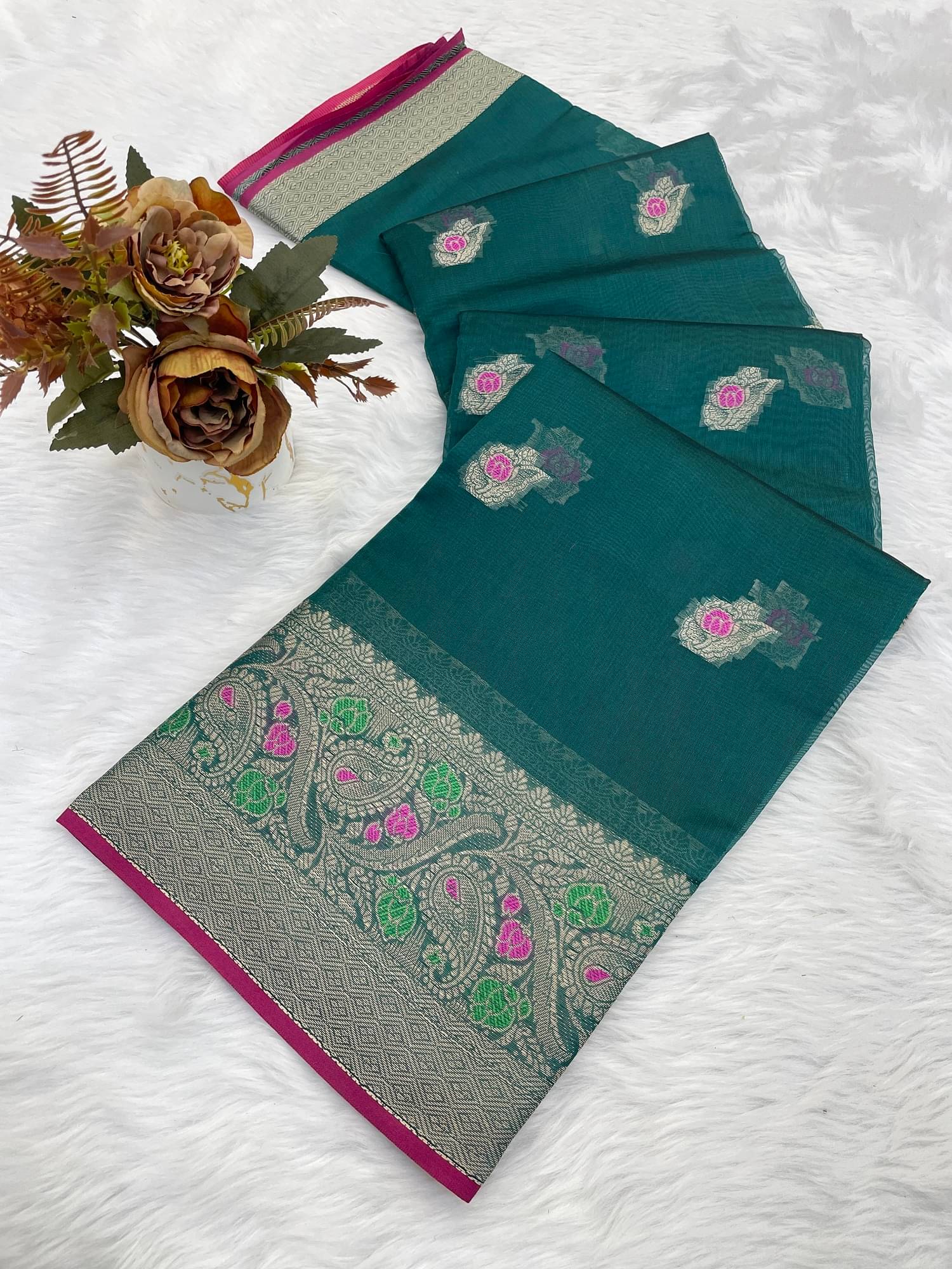 A TO Z CART Organza Woven Paithani Sarees With Unstitched Blouse Piece ( Rama ) A TO Z CART Organza Woven Paithani Sarees With Unstitched Blouse Piece ( Rama )
