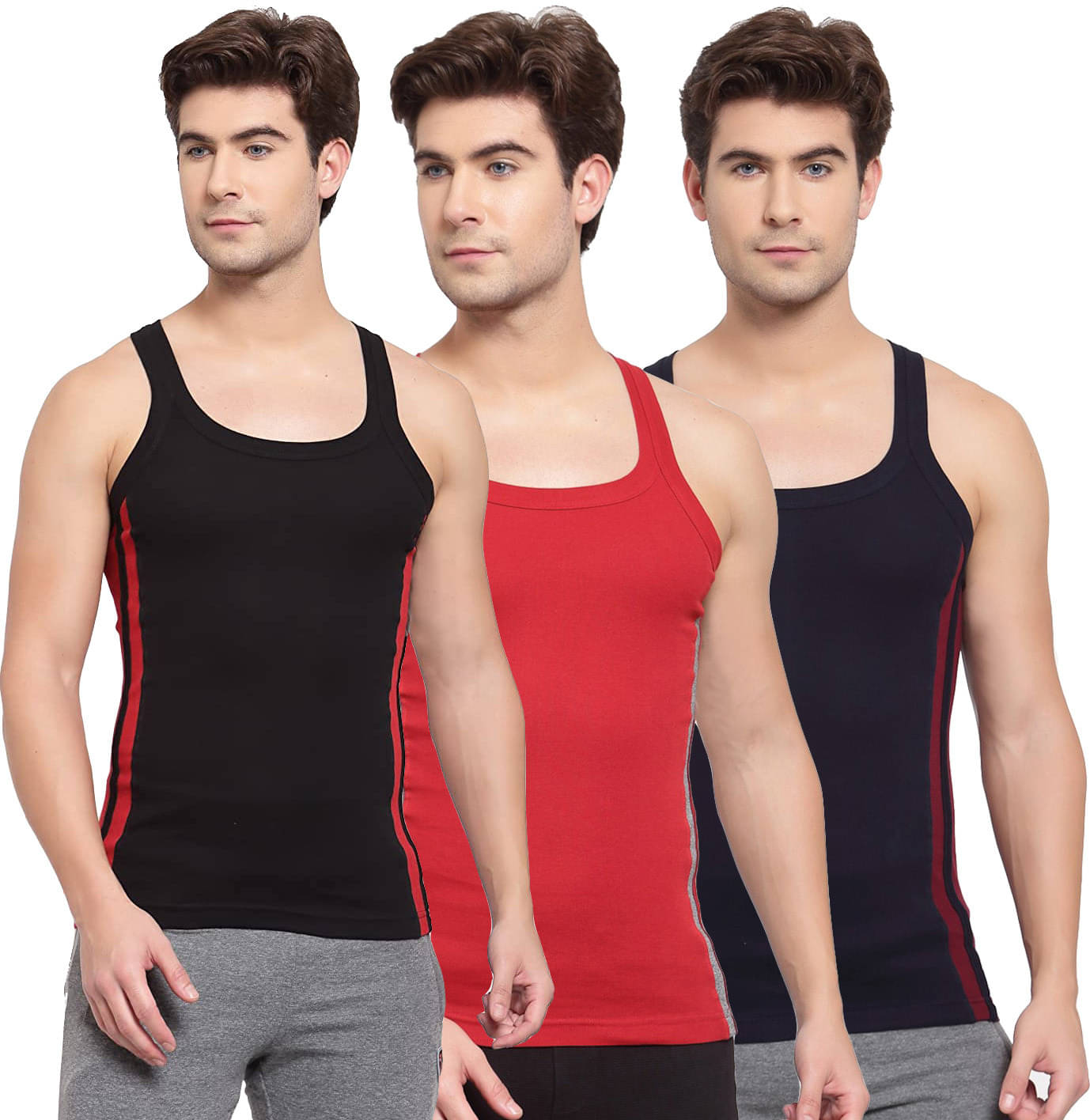     			Amul comfy Pack of 3 Cotton Basic Vest For Men ( Multicolor )