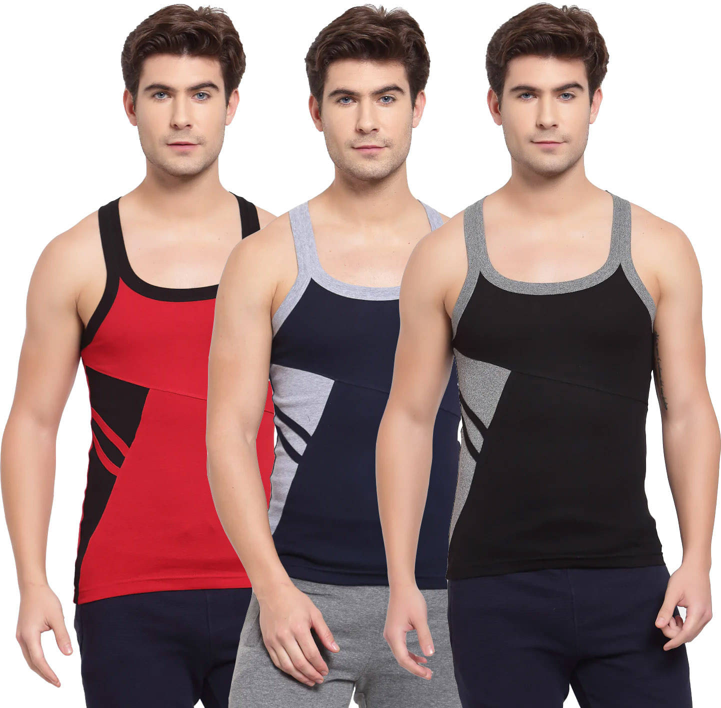 Amul comfy Pack of 3 Cotton Basic Vest For Men ( Multicolor ) Amul comfy Pack of 3 Cotton Basic Vest For Men ( Multicolor )