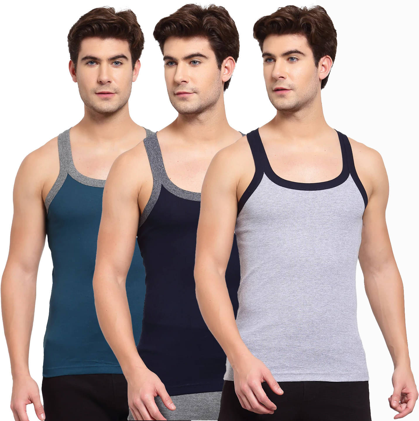     			Amul comfy Pack of 3 Cotton Basic Vest For Men ( Multicolor )