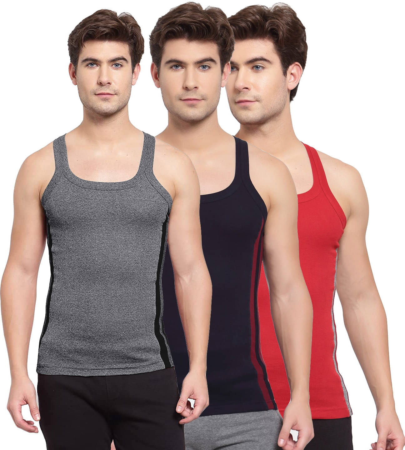     			Amul comfy Pack of 3 Cotton Basic Vest For Men ( Multicolor )