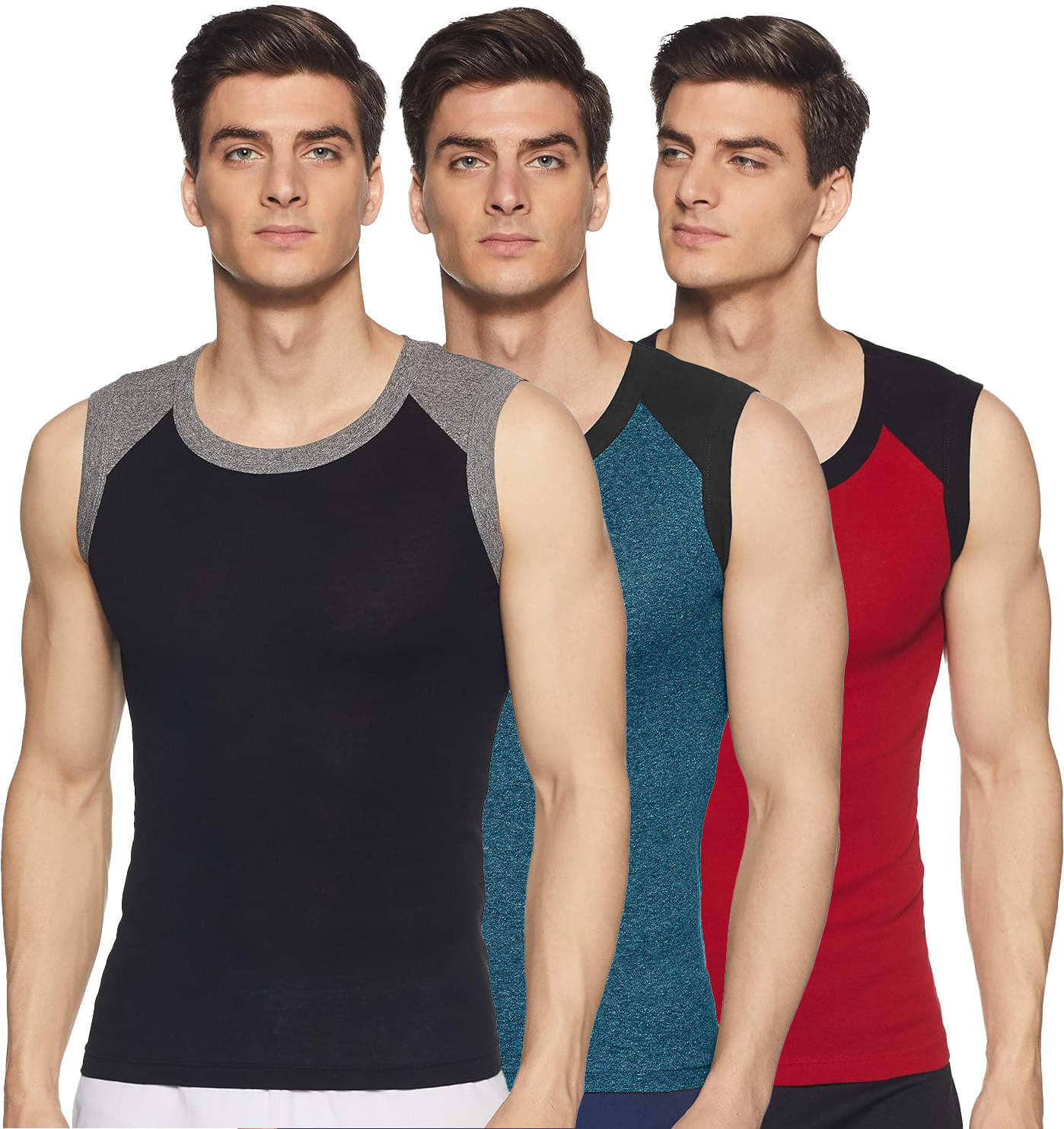     			Amul comfy Pack of 3 Cotton Basic Vest For Men ( Multicolor )