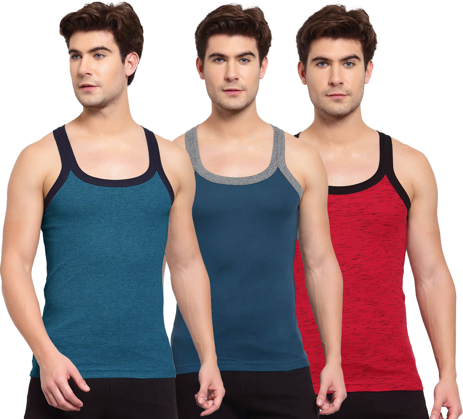     			Amul comfy Pack of 3 Cotton Basic Vest For Men ( Multicolor )