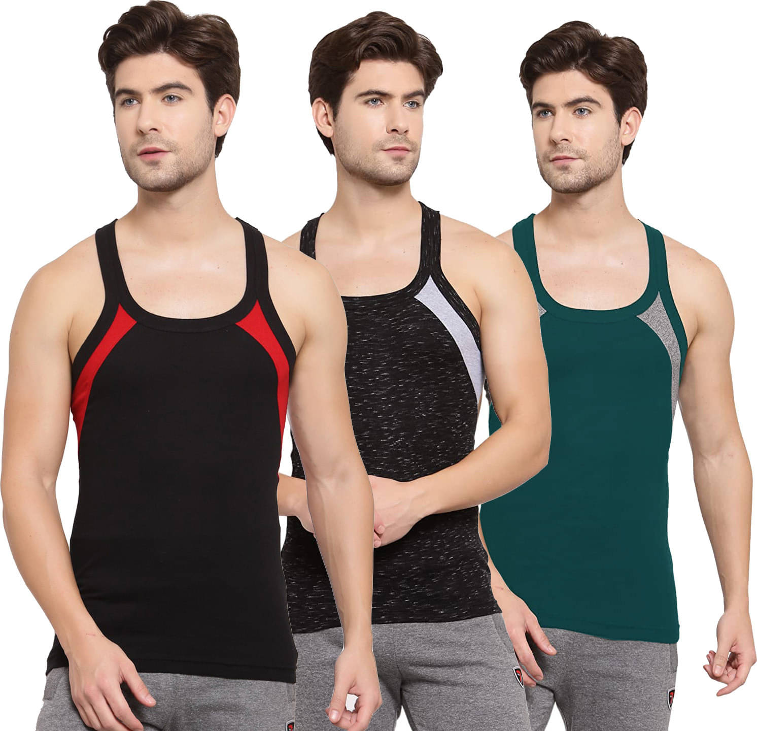     			Amul comfy Pack of 3 Cotton Basic Vest For Men ( Multicolor )