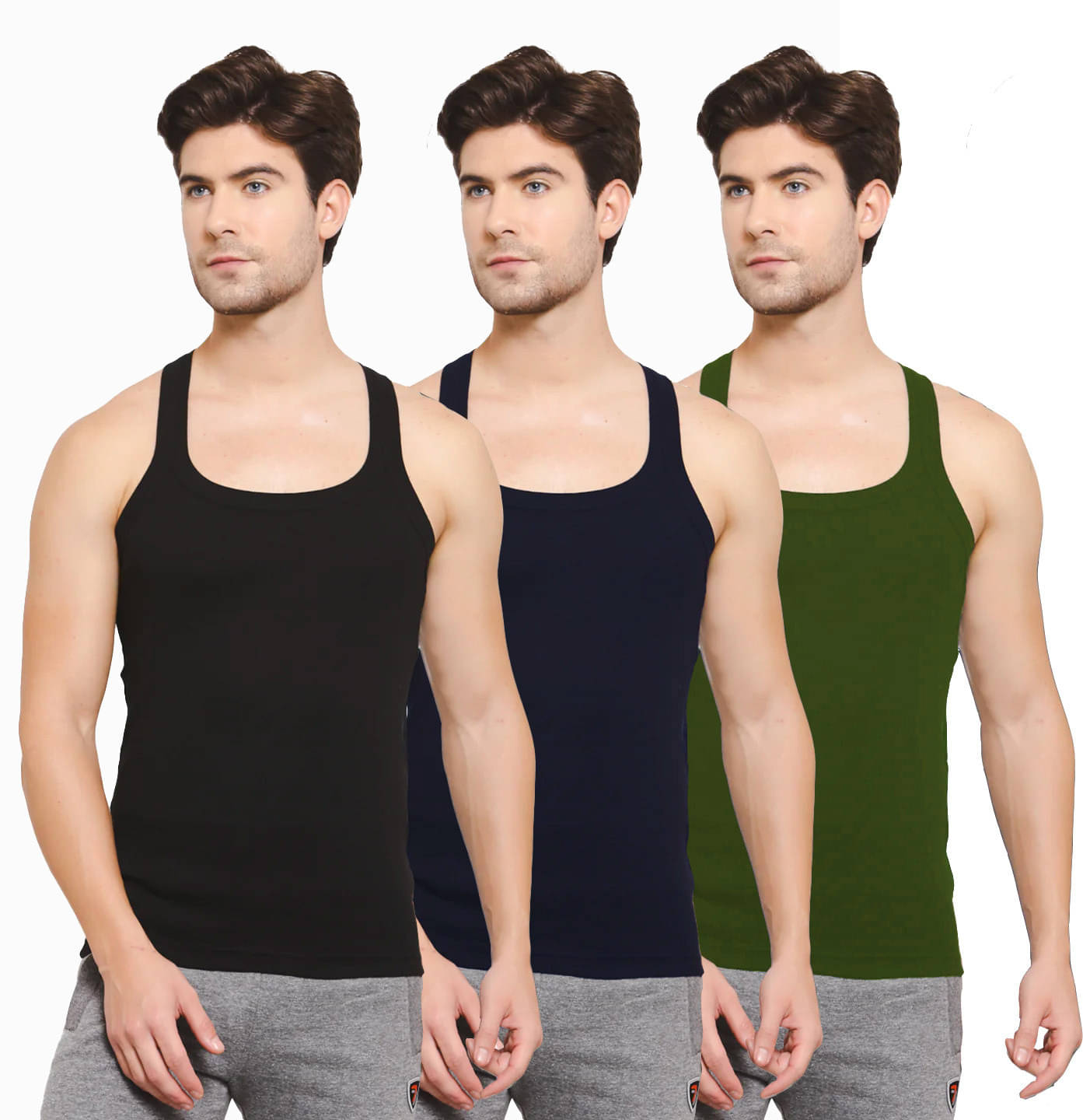     			Amul comfy Pack of 3 Cotton Basic Vest For Men ( Multicolor )