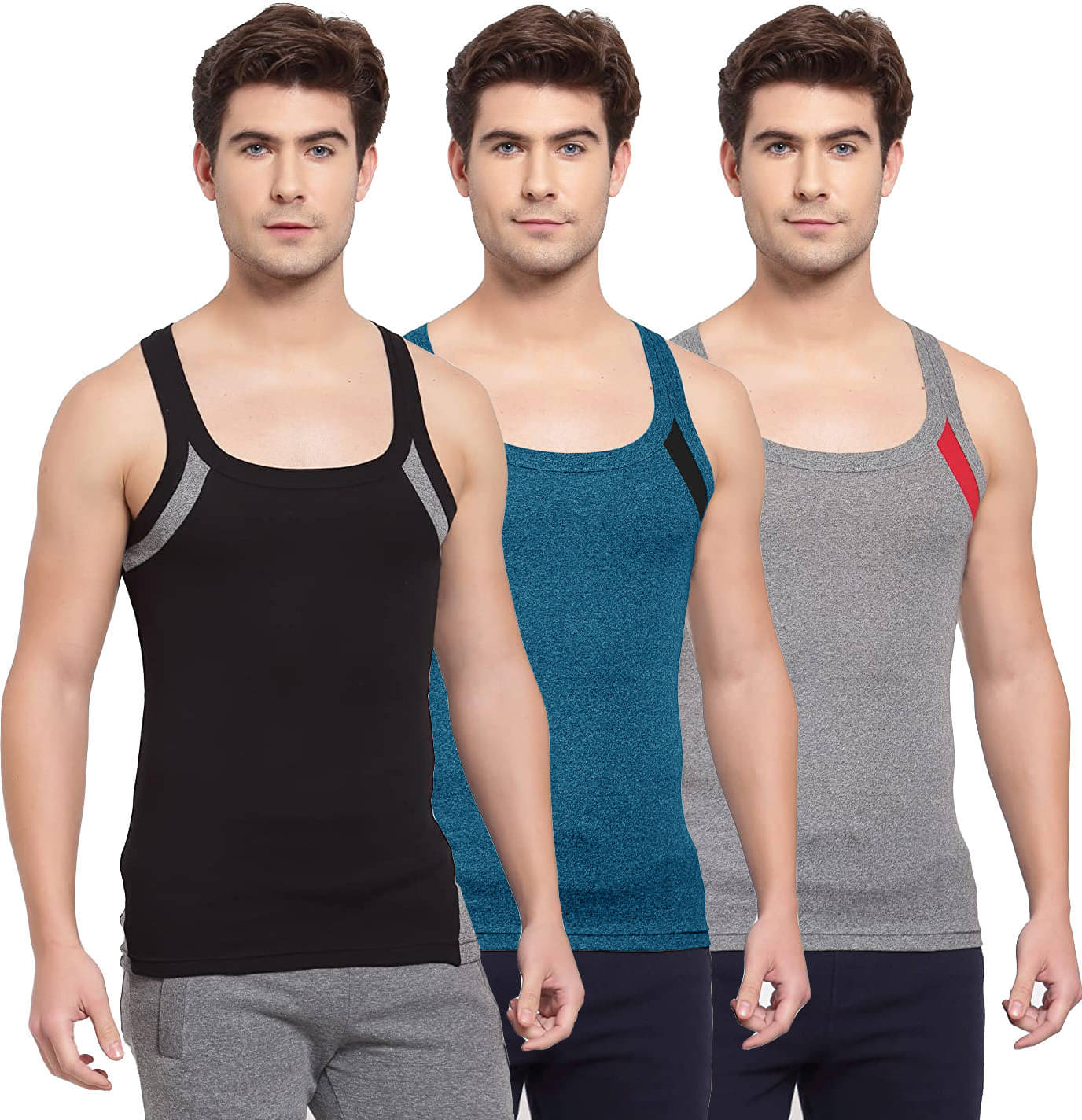     			Amul comfy Pack of 3 Cotton Basic Vest For Men ( Multicolor )