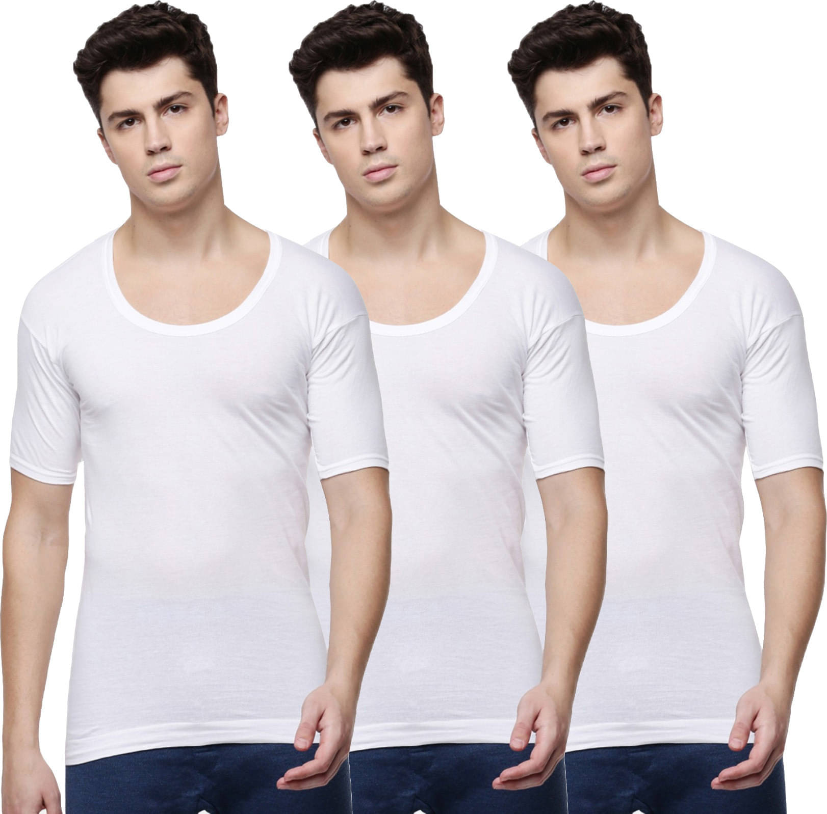 Amul comfy Pack of 3 Cotton Basic Vest For Men ( White ) Amul comfy Pack of 3 Cotton Basic Vest For Men ( White )