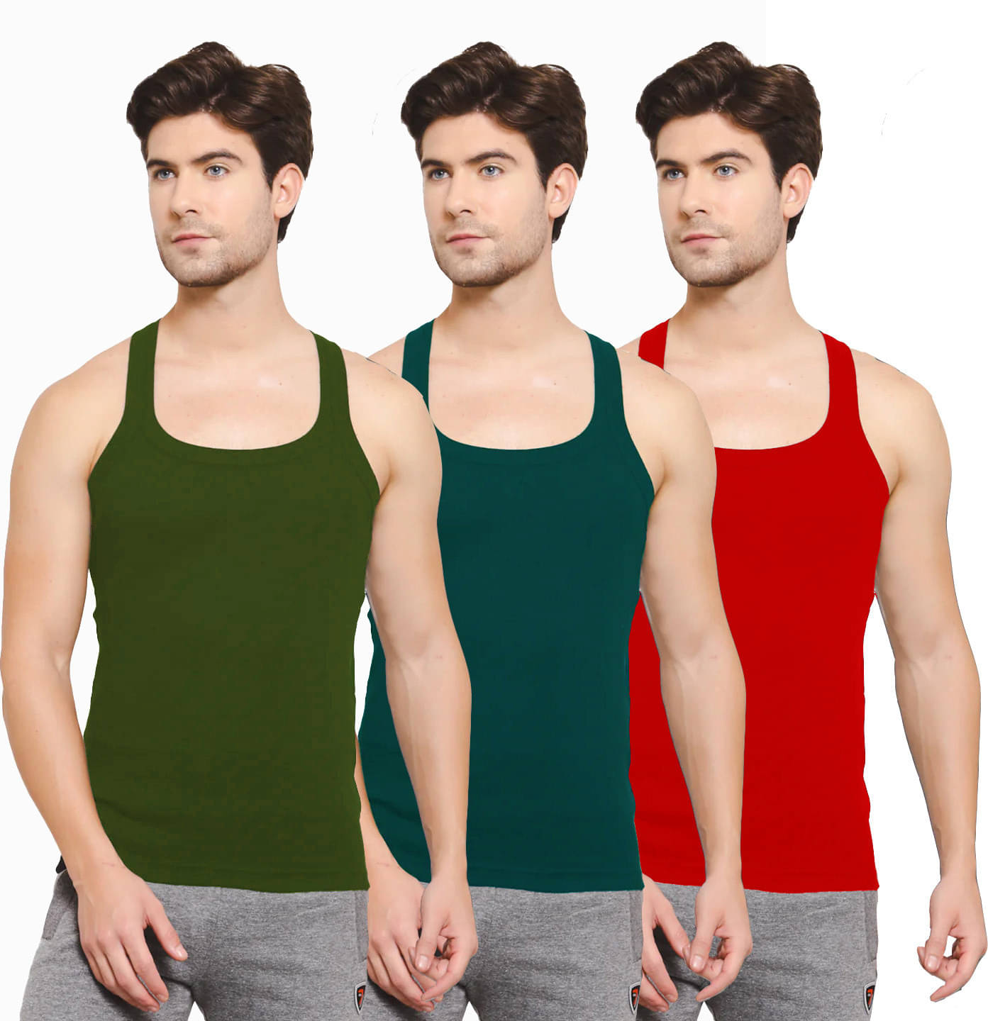     			Amul comfy Pack of 3 Cotton Basic Vest For Men ( Multicolor )