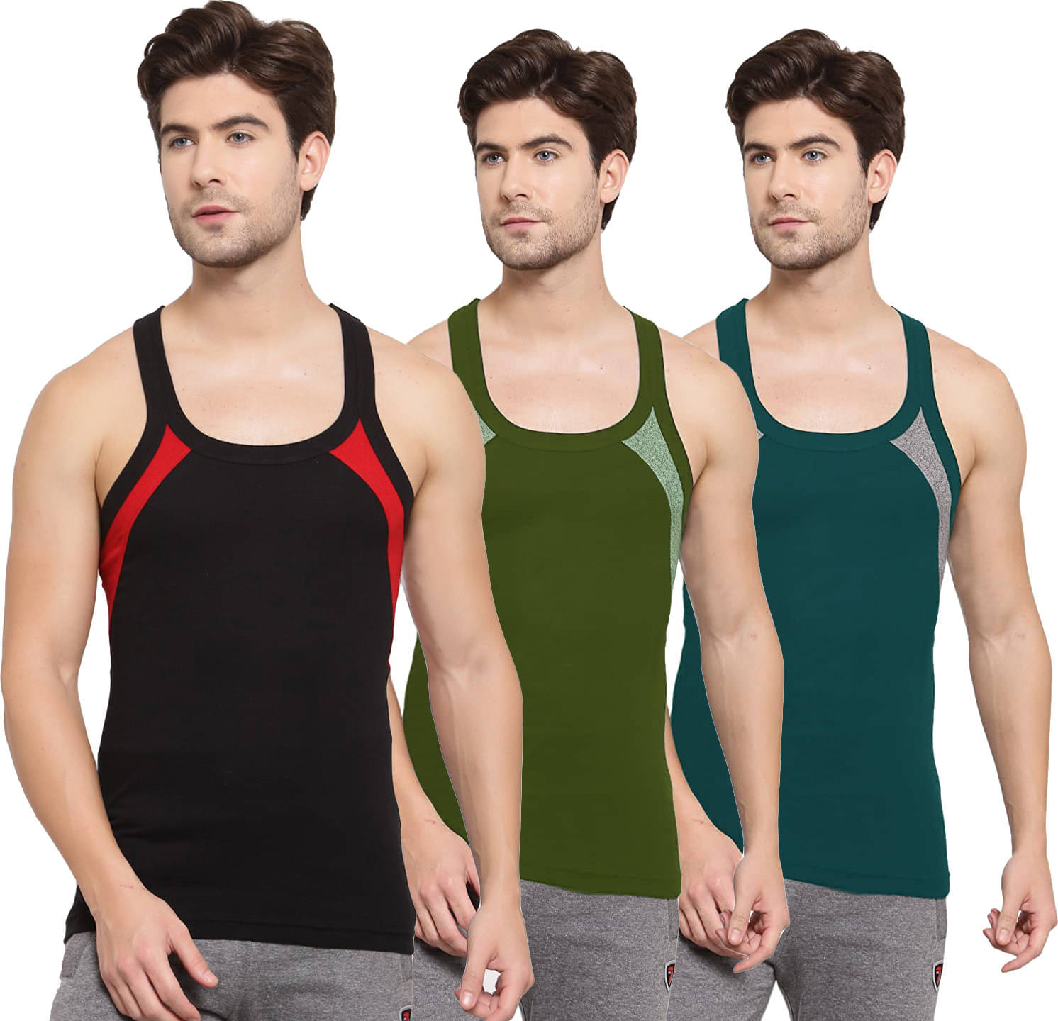     			Amul comfy Pack of 3 Cotton Basic Vest For Men ( Multicolor )