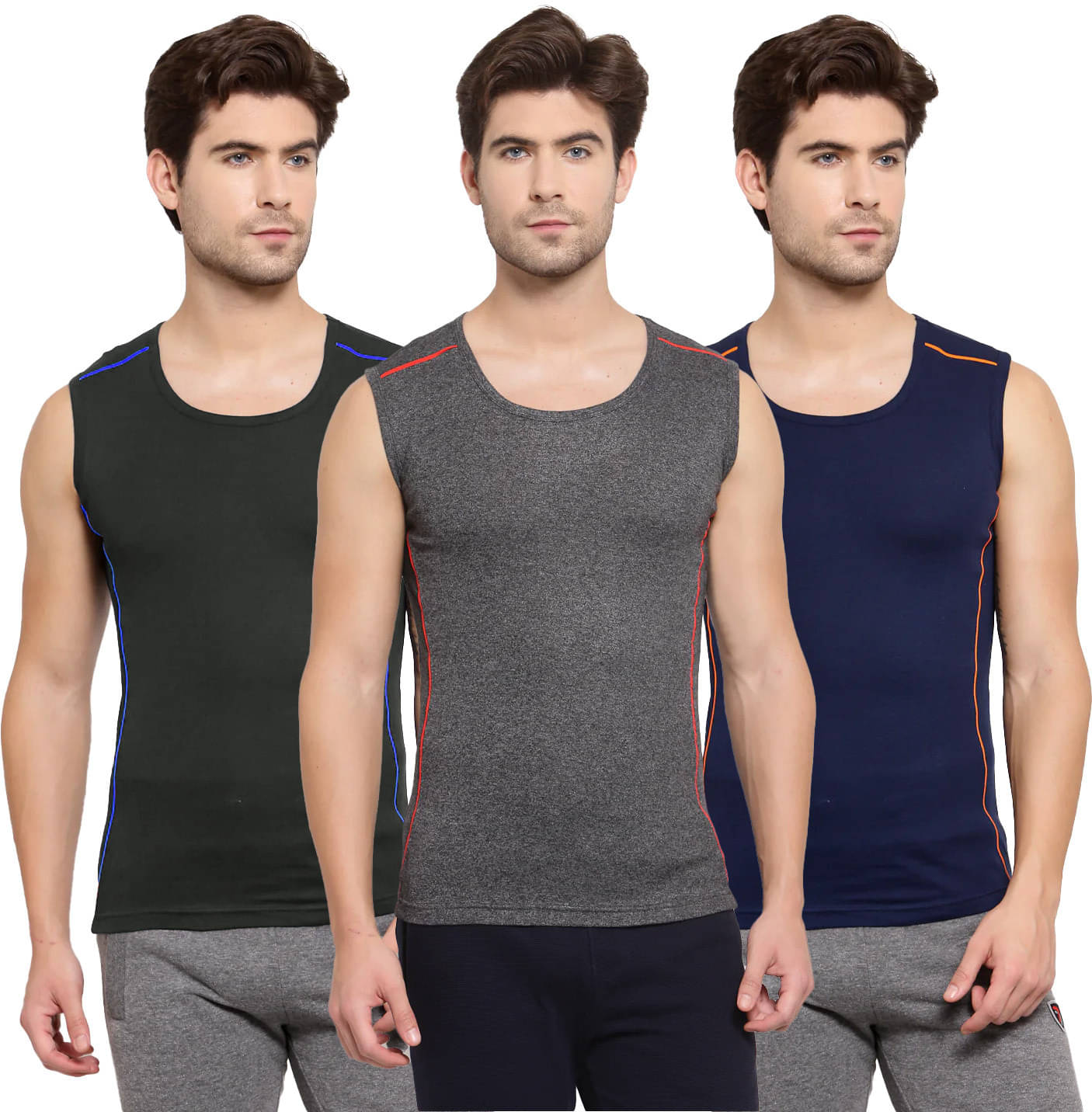     			Amul comfy Pack of 3 Cotton Basic Vest For Men ( Multicolor )