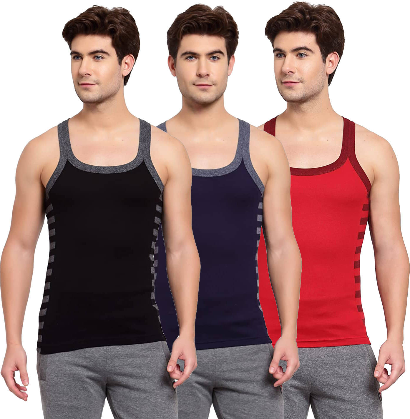 Amul comfy Pack of 3 Cotton Basic Vest For Men ( Multicolor ) Amul comfy Pack of 3 Cotton Basic Vest For Men ( Multicolor )