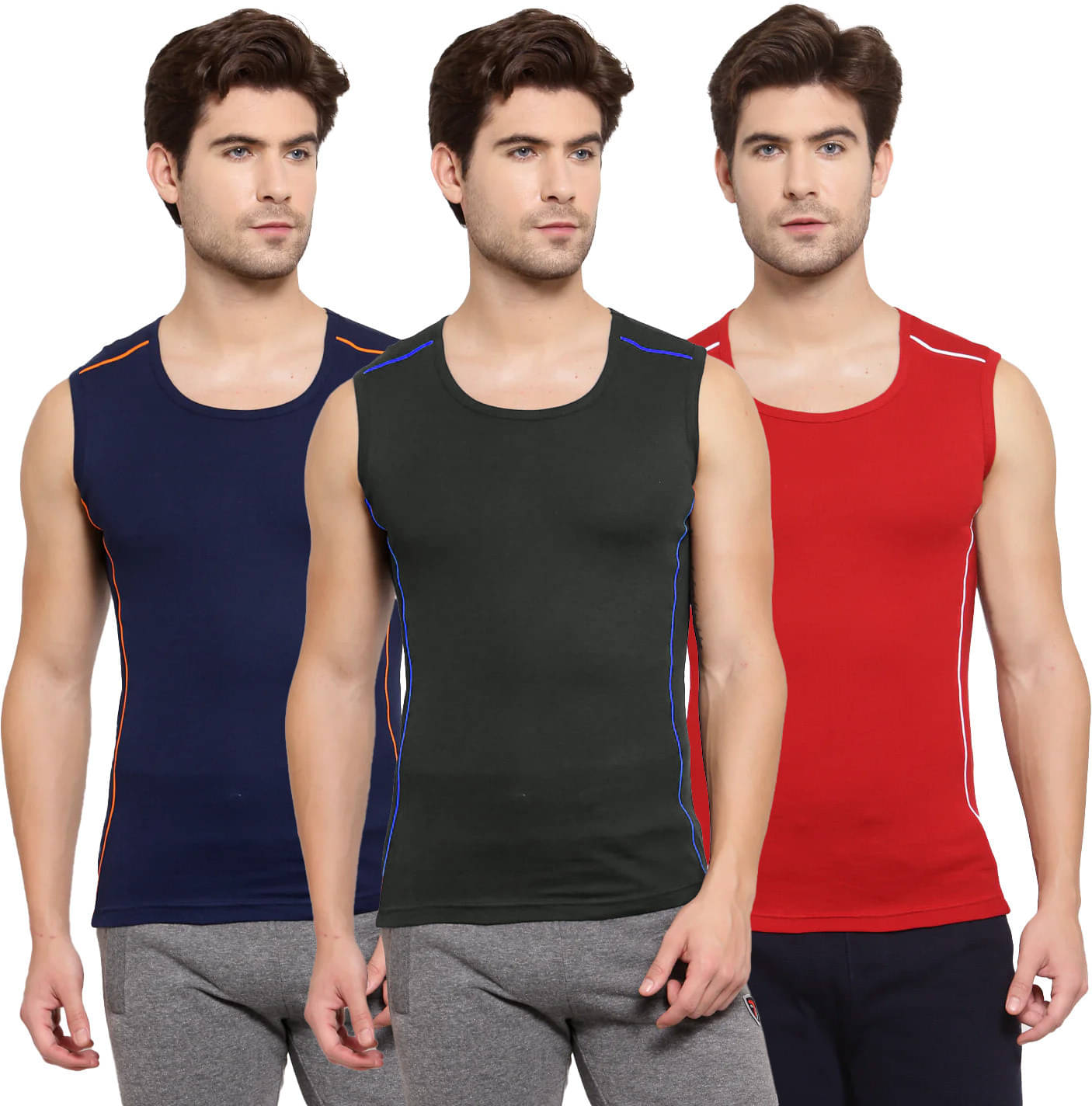     			Amul comfy Pack of 3 Cotton Basic Vest For Men ( Multicolor )