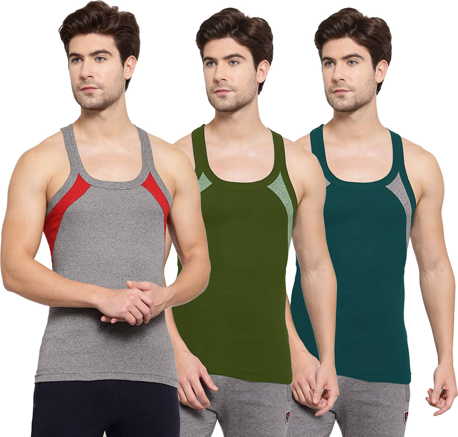     			Amul comfy Pack of 3 Cotton Basic Vest For Men ( Multicolor )