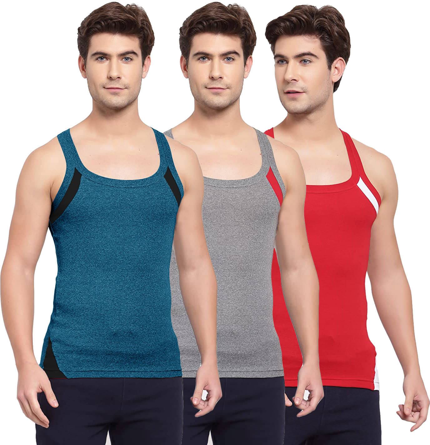     			Amul comfy Pack of 3 Cotton Basic Vest For Men ( Multicolor )