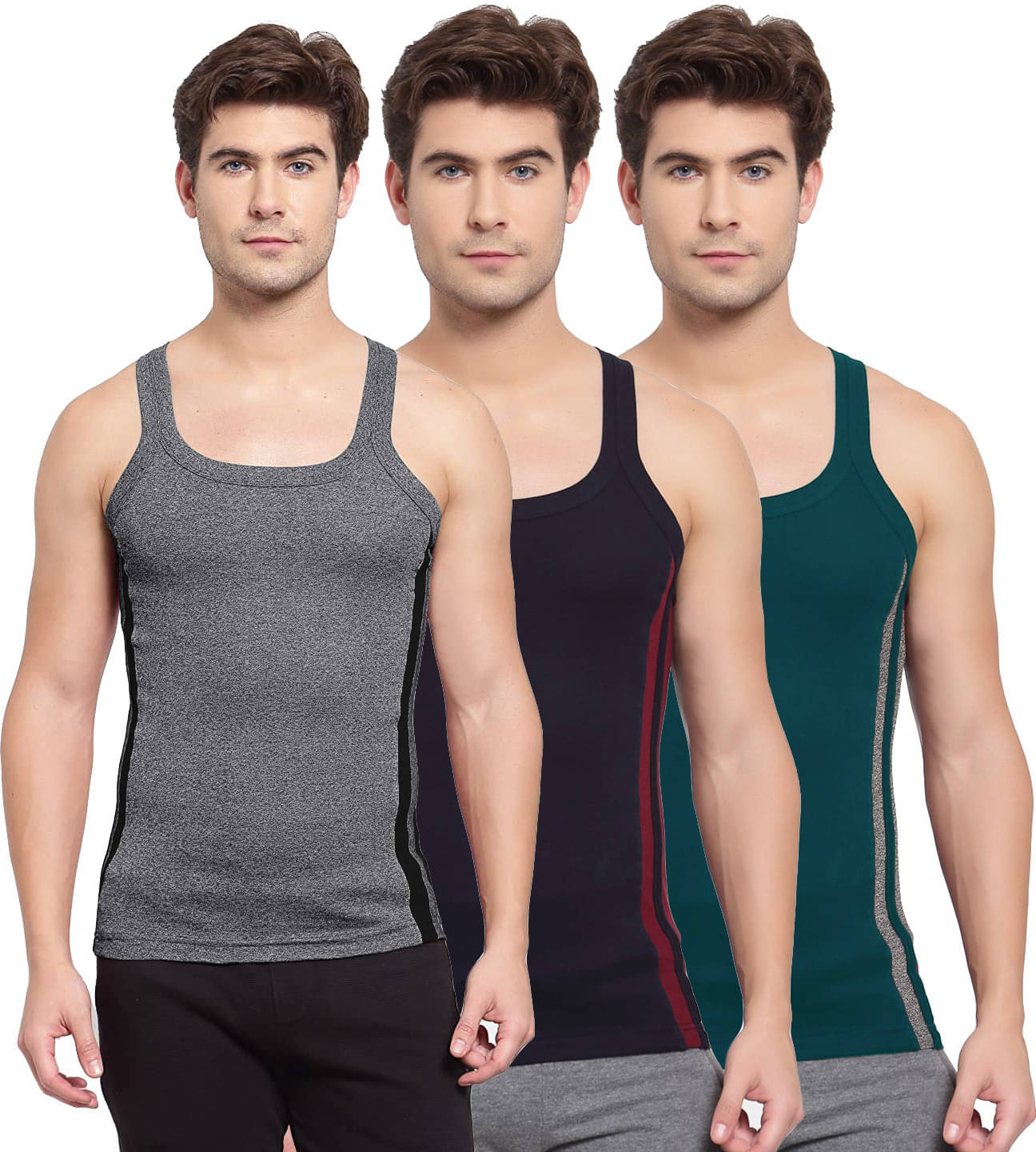 Amul comfy Pack of 3 Cotton Basic Vest For Men ( Multicolor ) Amul comfy Pack of 3 Cotton Basic Vest For Men ( Multicolor )