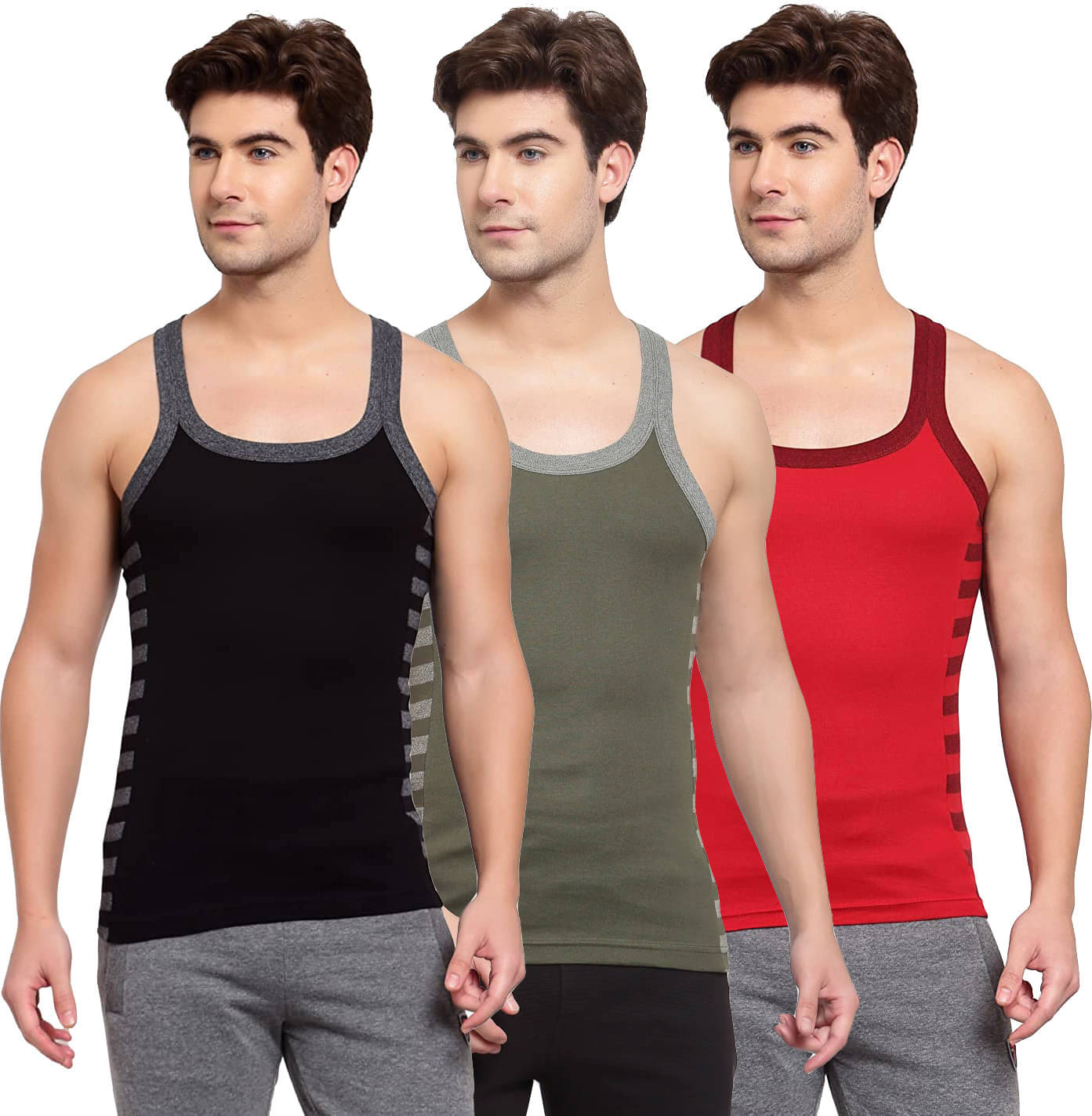     			Amul comfy Pack of 3 Cotton Basic Vest For Men ( Multicolor )