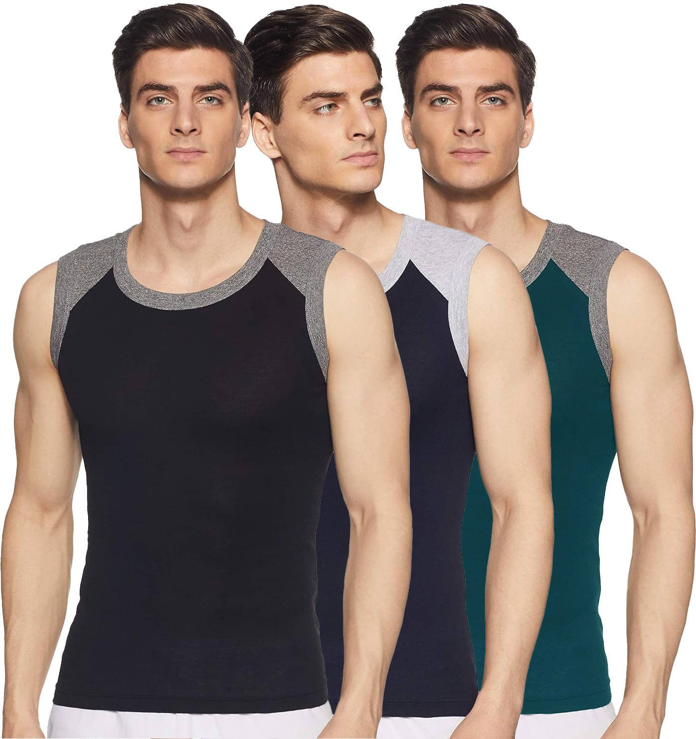     			Amul comfy Pack of 3 Cotton Basic Vest For Men ( Multicolor )