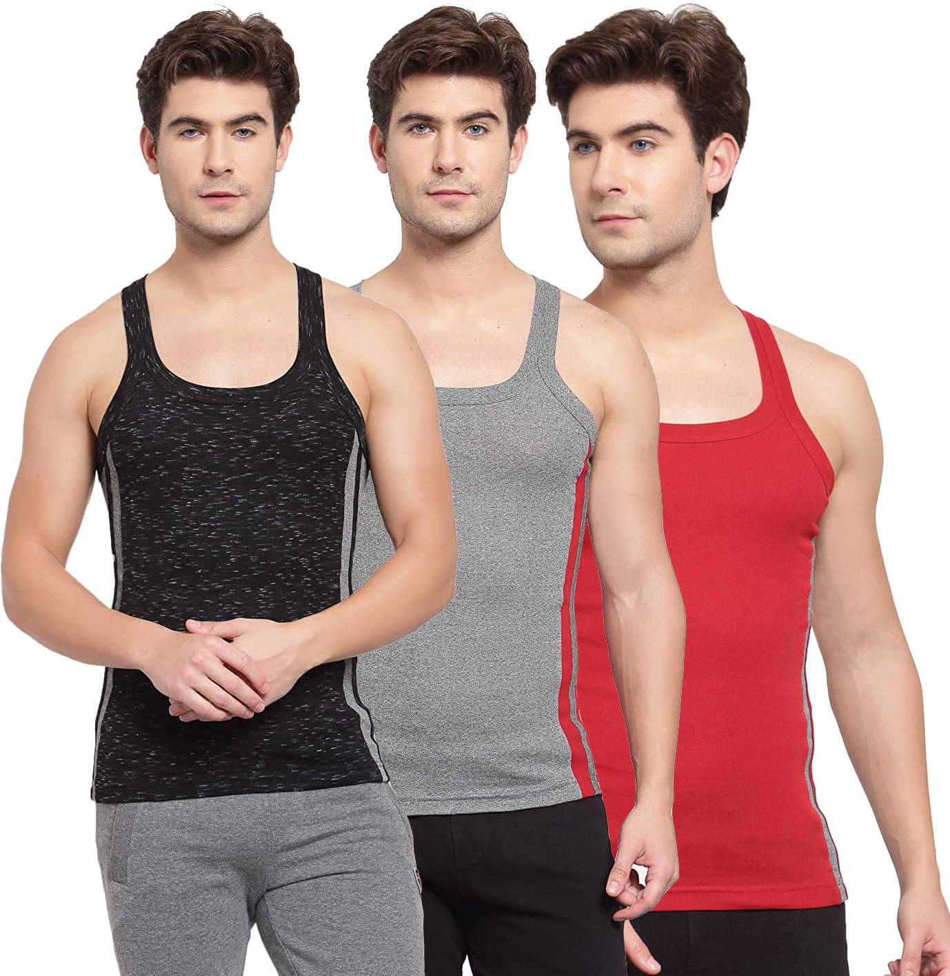     			Amul comfy Pack of 3 Cotton Basic Vest For Men ( Multicolor )