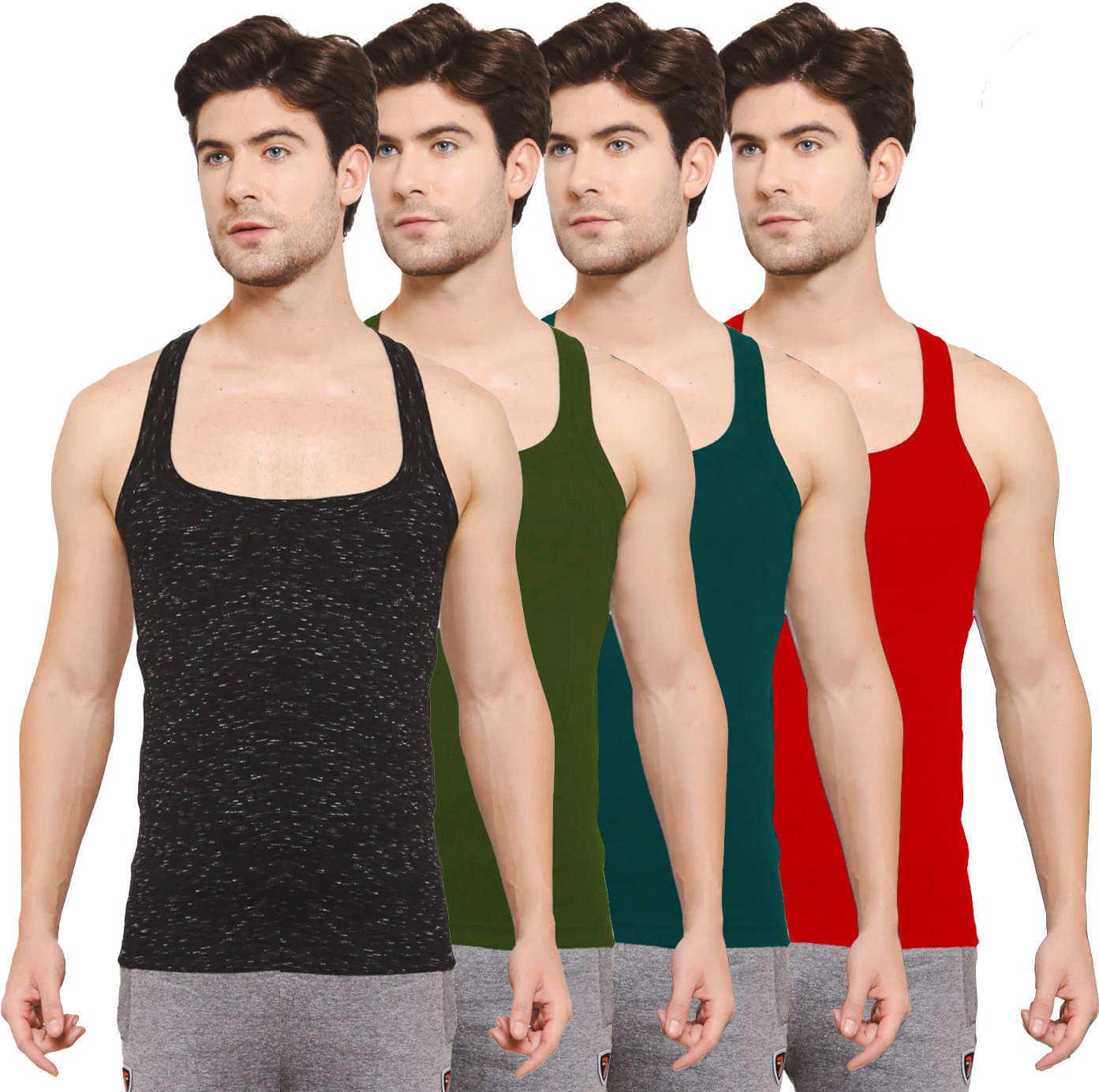     			Amul comfy Pack of 4 Cotton Basic Vest For Men ( Multicolor )