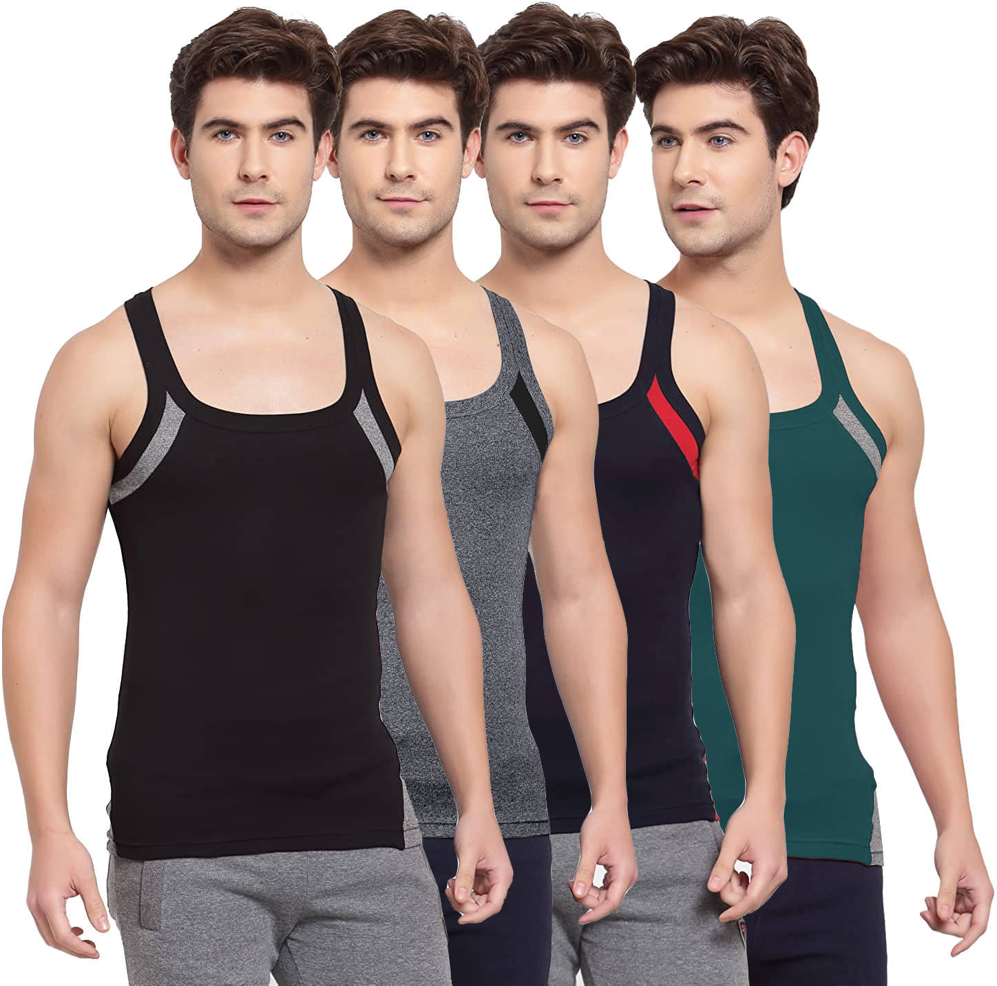 Amul comfy Pack of 4 Cotton Basic Vest For Men ( Multicolor ) Amul comfy Pack of 4 Cotton Basic Vest For Men ( Multicolor )