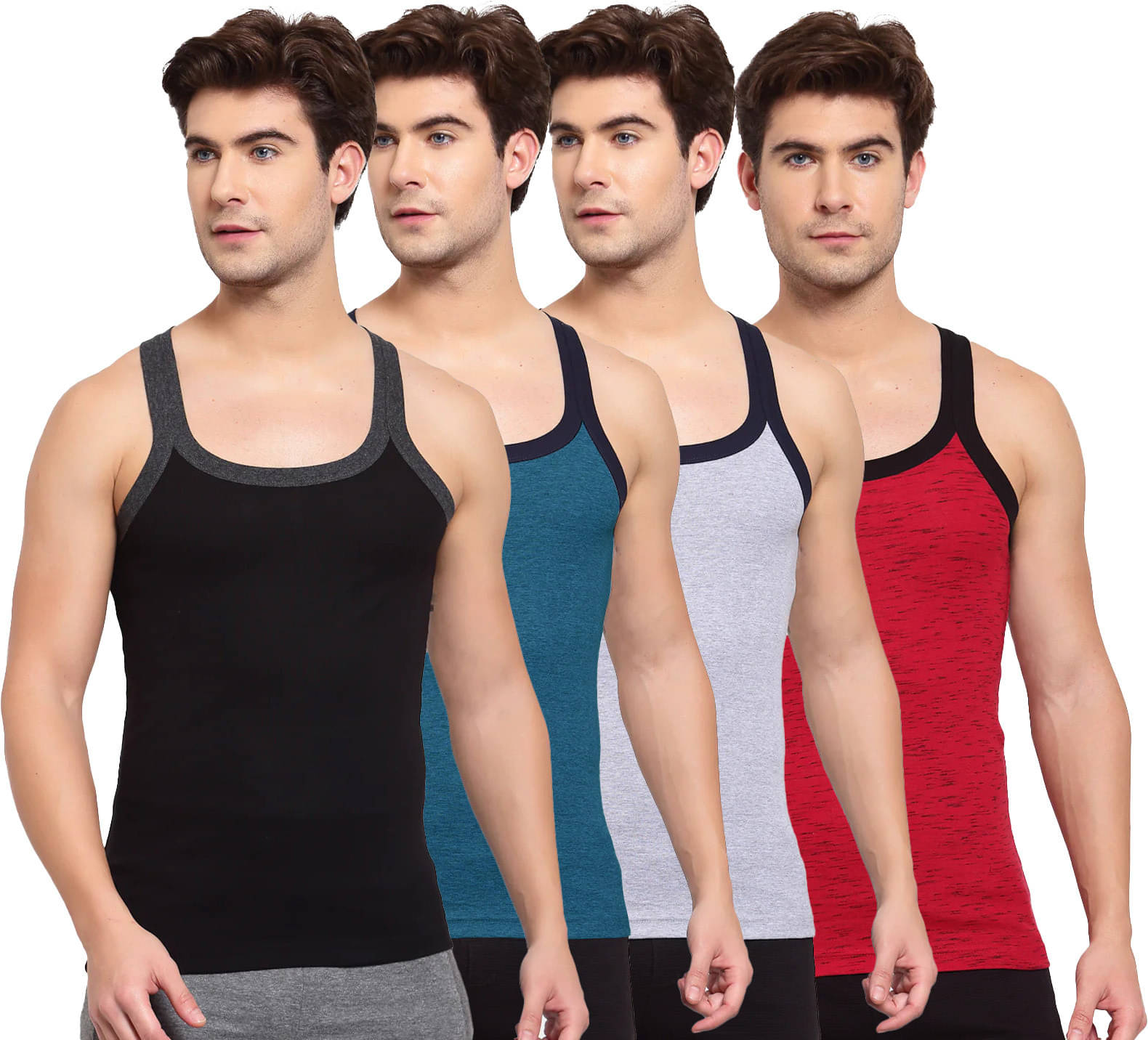     			Amul comfy Pack of 4 Cotton Basic Vest For Men ( Multicolor )