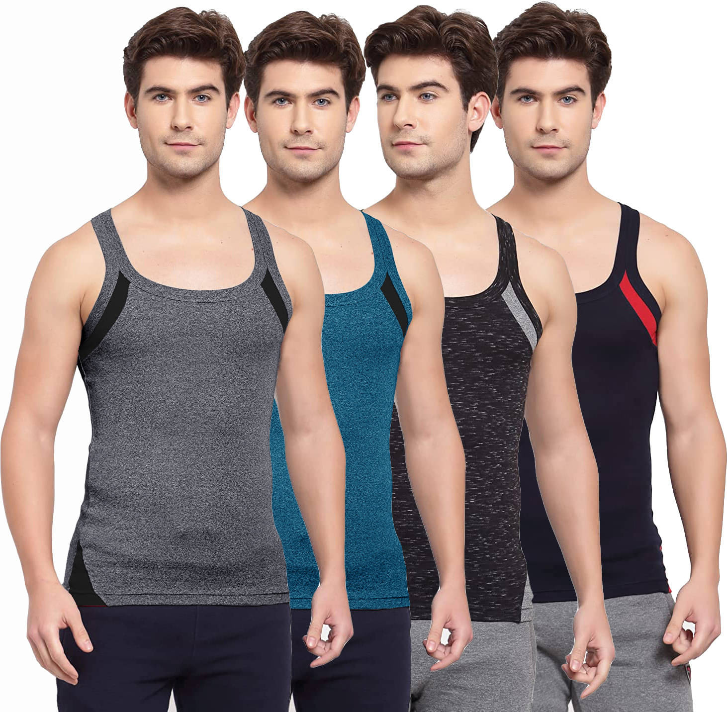     			Amul comfy Pack of 4 Cotton Basic Vest For Men ( Multicolor )