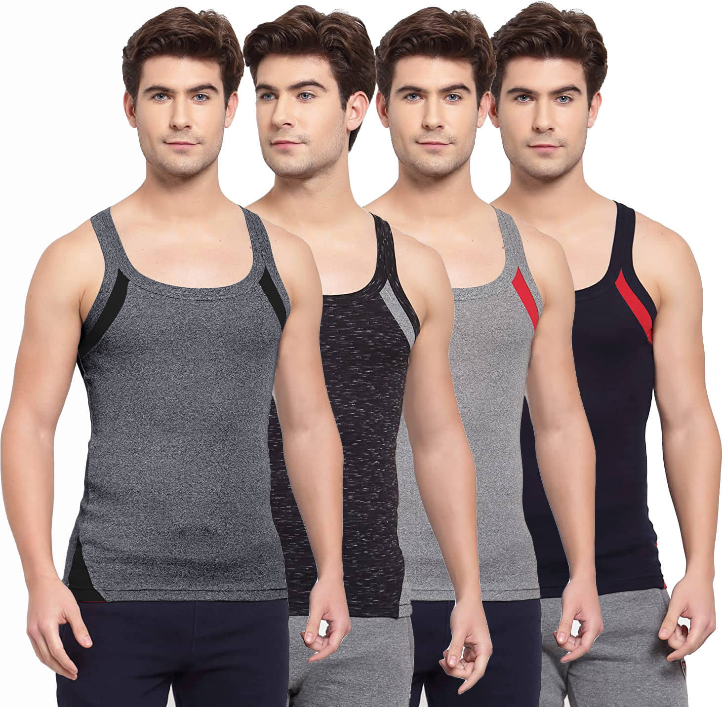 Amul comfy Pack of 4 Cotton Basic Vest For Men ( Multicolor ) Amul comfy Pack of 4 Cotton Basic Vest For Men ( Multicolor )