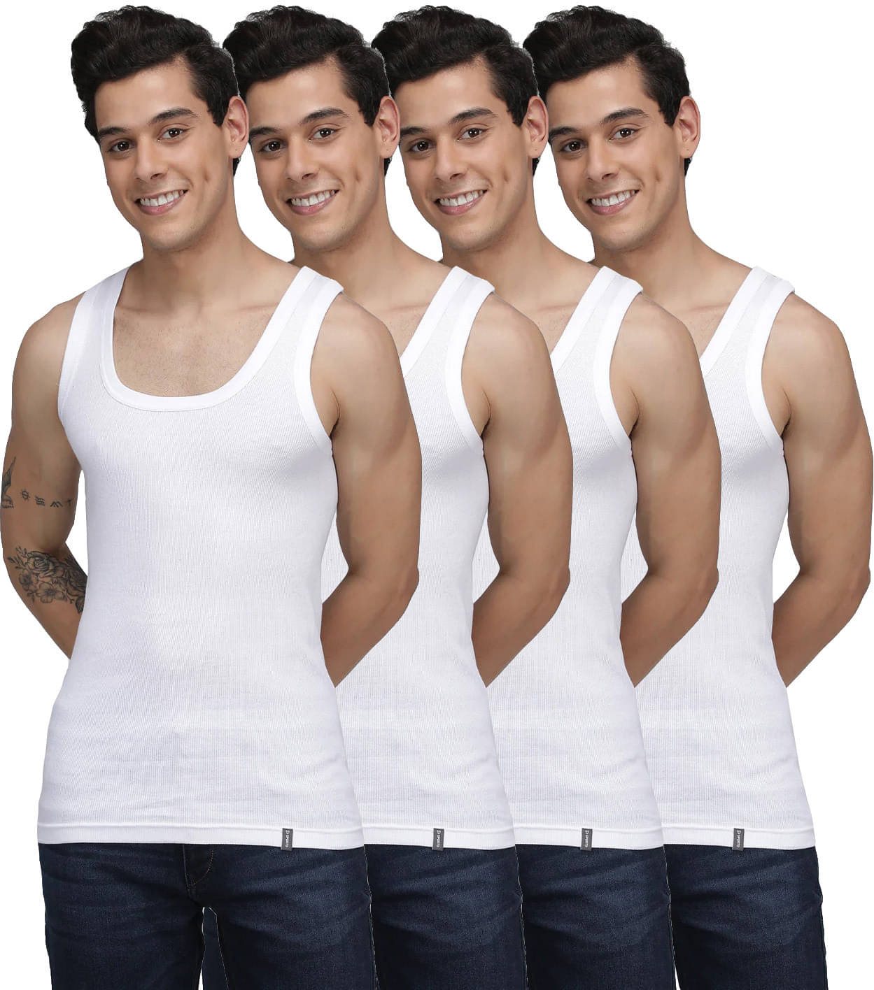 Amul comfy Pack of 4 Cotton Basic Vest For Men ( White ) Amul comfy Pack of 4 Cotton Basic Vest For Men ( White )
