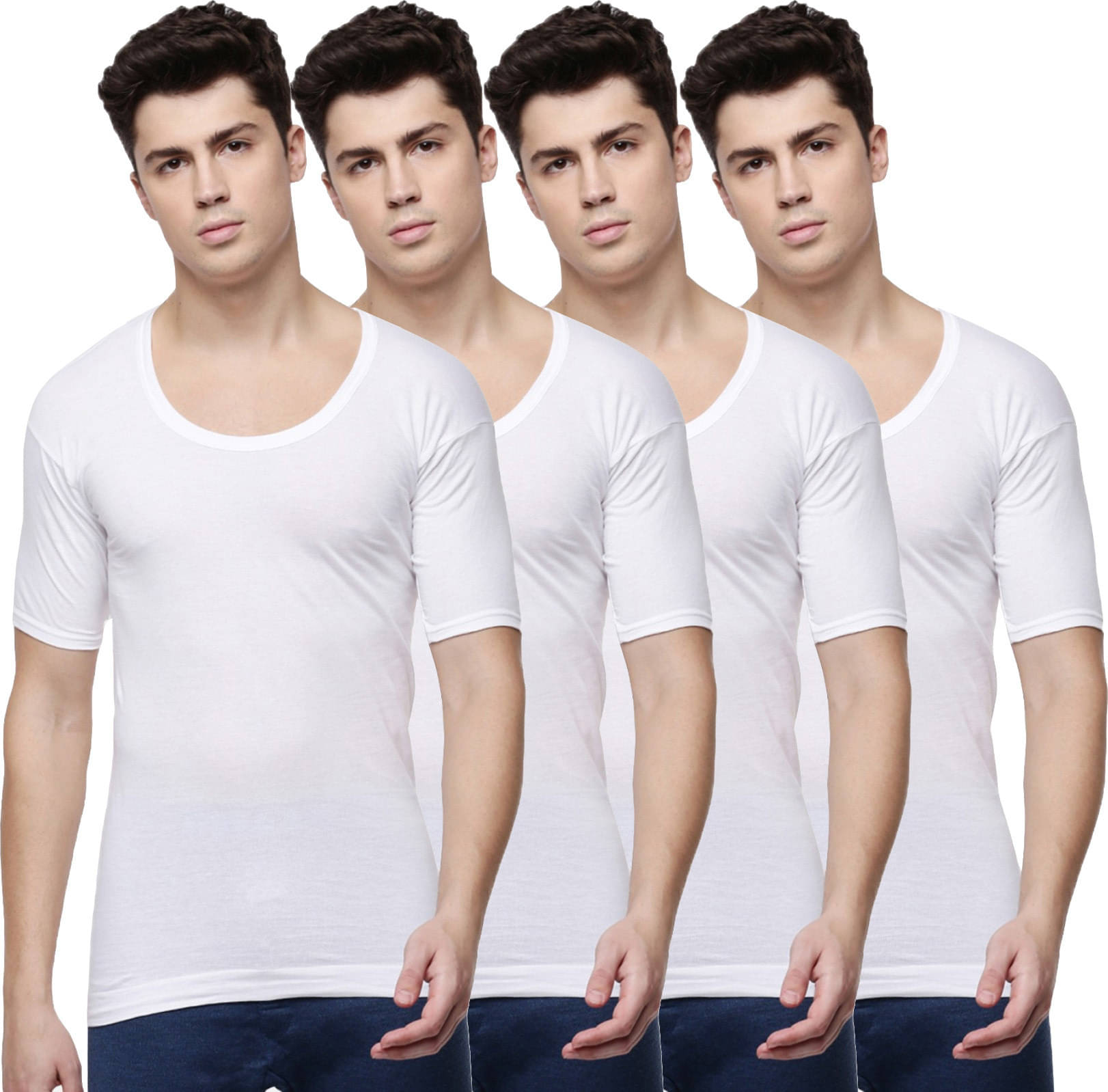 Amul comfy Pack of 4 Cotton Basic Vest For Men ( White ) Amul comfy Pack of 4 Cotton Basic Vest For Men ( White )