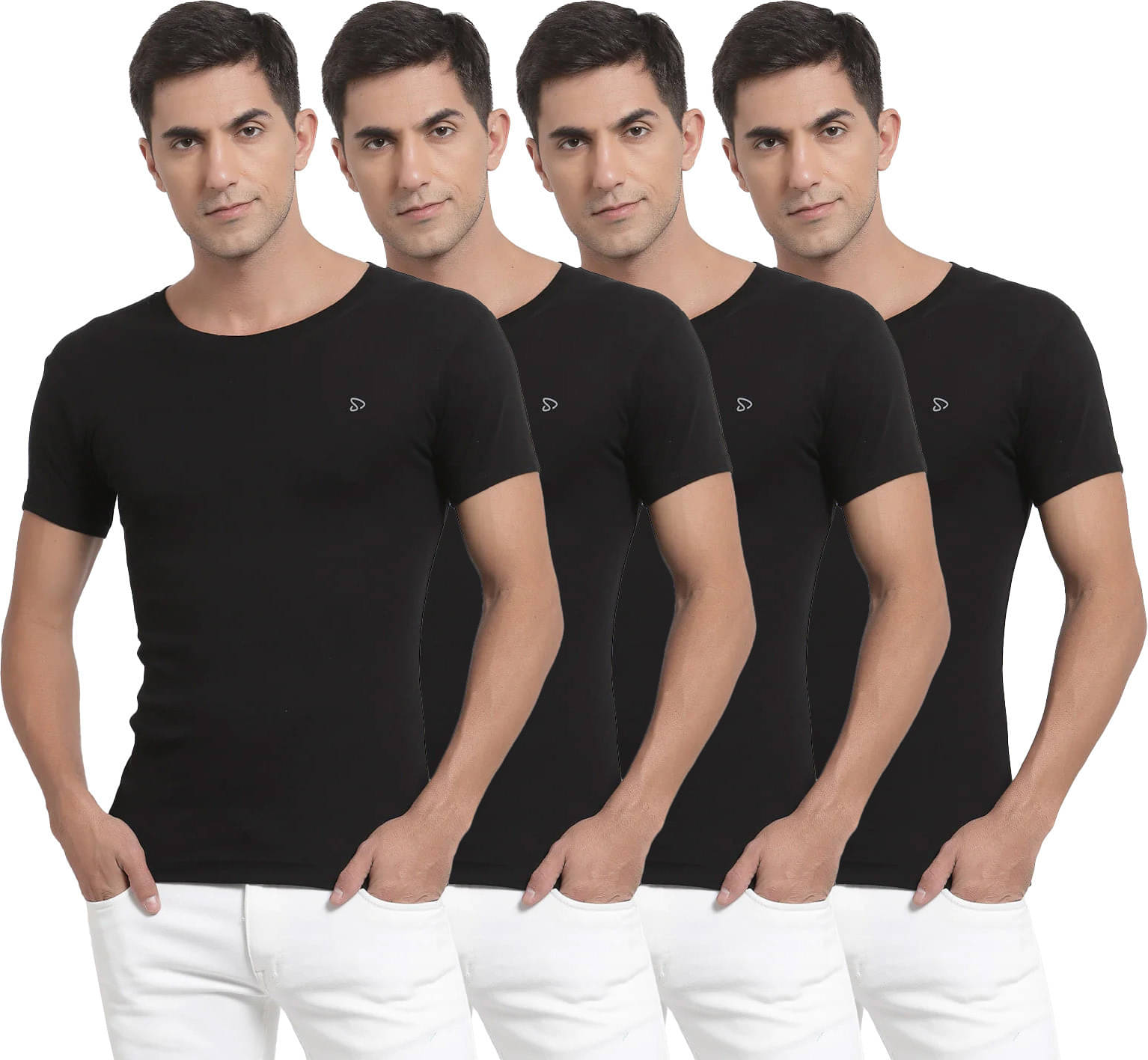     			Amul comfy Pack of 4 Cotton Basic Vest For Men ( Black )
