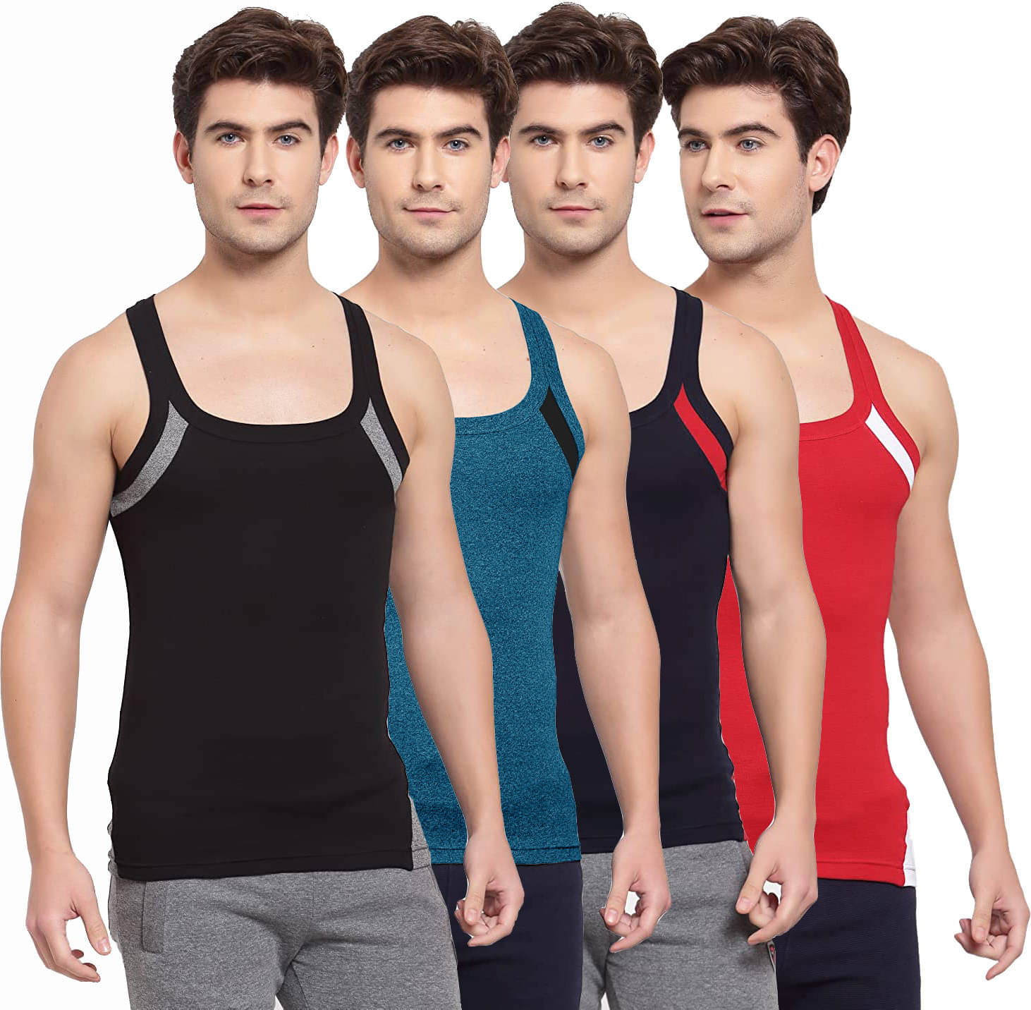 Amul comfy Pack of 4 Cotton Basic Vest For Men ( Multicolor ) Amul comfy Pack of 4 Cotton Basic Vest For Men ( Multicolor )