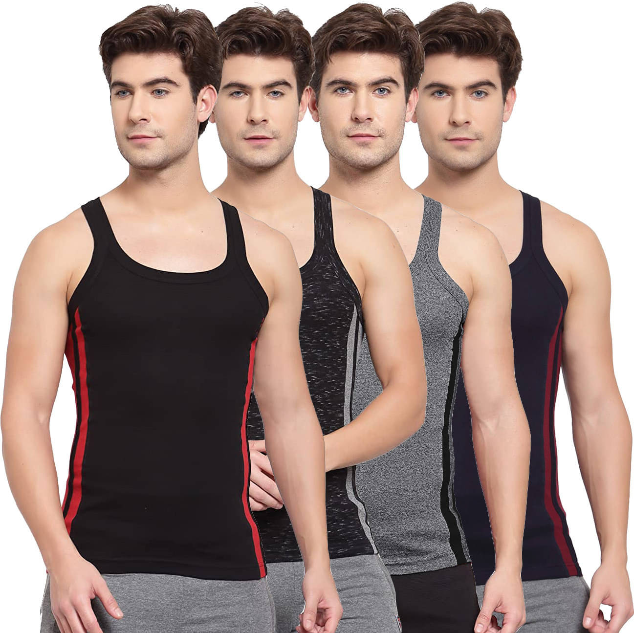     			Amul comfy Pack of 4 Cotton Basic Vest For Men ( Multicolor )