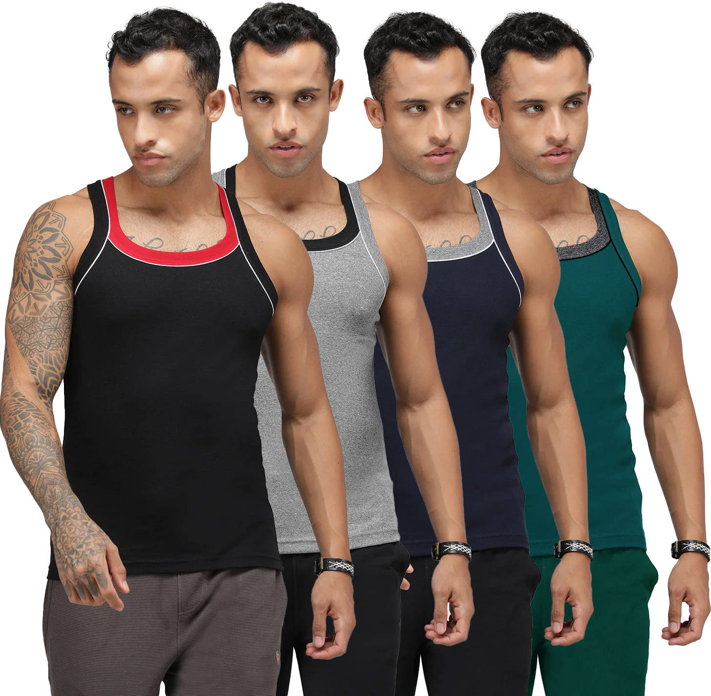 Amul comfy Pack of 4 Cotton Basic Vest For Men ( Multicolor ) Amul comfy Pack of 4 Cotton Basic Vest For Men ( Multicolor )