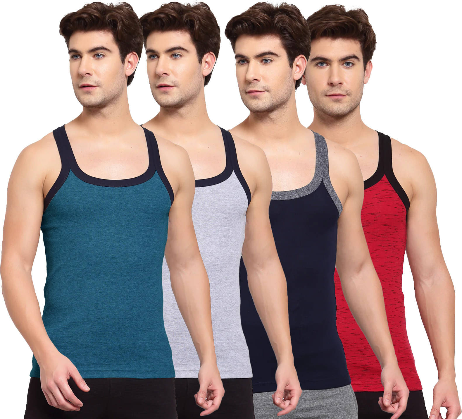 Amul comfy Pack of 4 Cotton Basic Vest For Men ( Multicolor ) Amul comfy Pack of 4 Cotton Basic Vest For Men ( Multicolor )